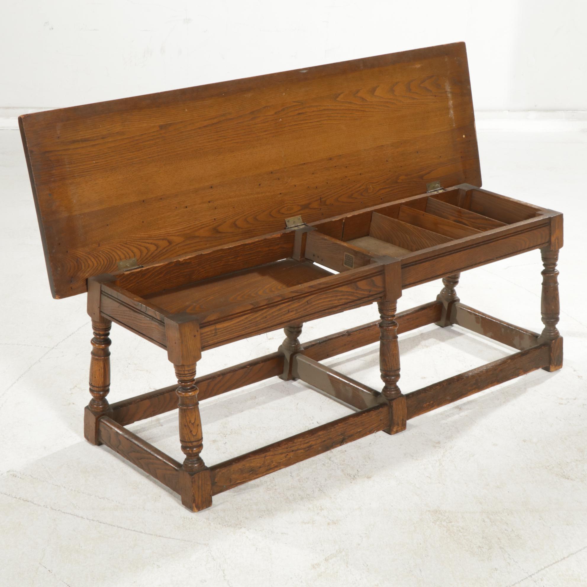 Grand  Rapids Chair Company Oak Barley Twist Dining Table and Storage Benches