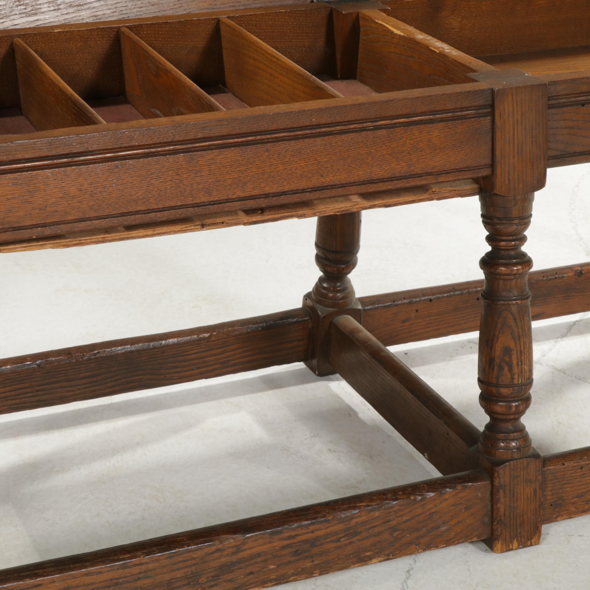 Grand  Rapids Chair Company Oak Barley Twist Dining Table and Storage Benches