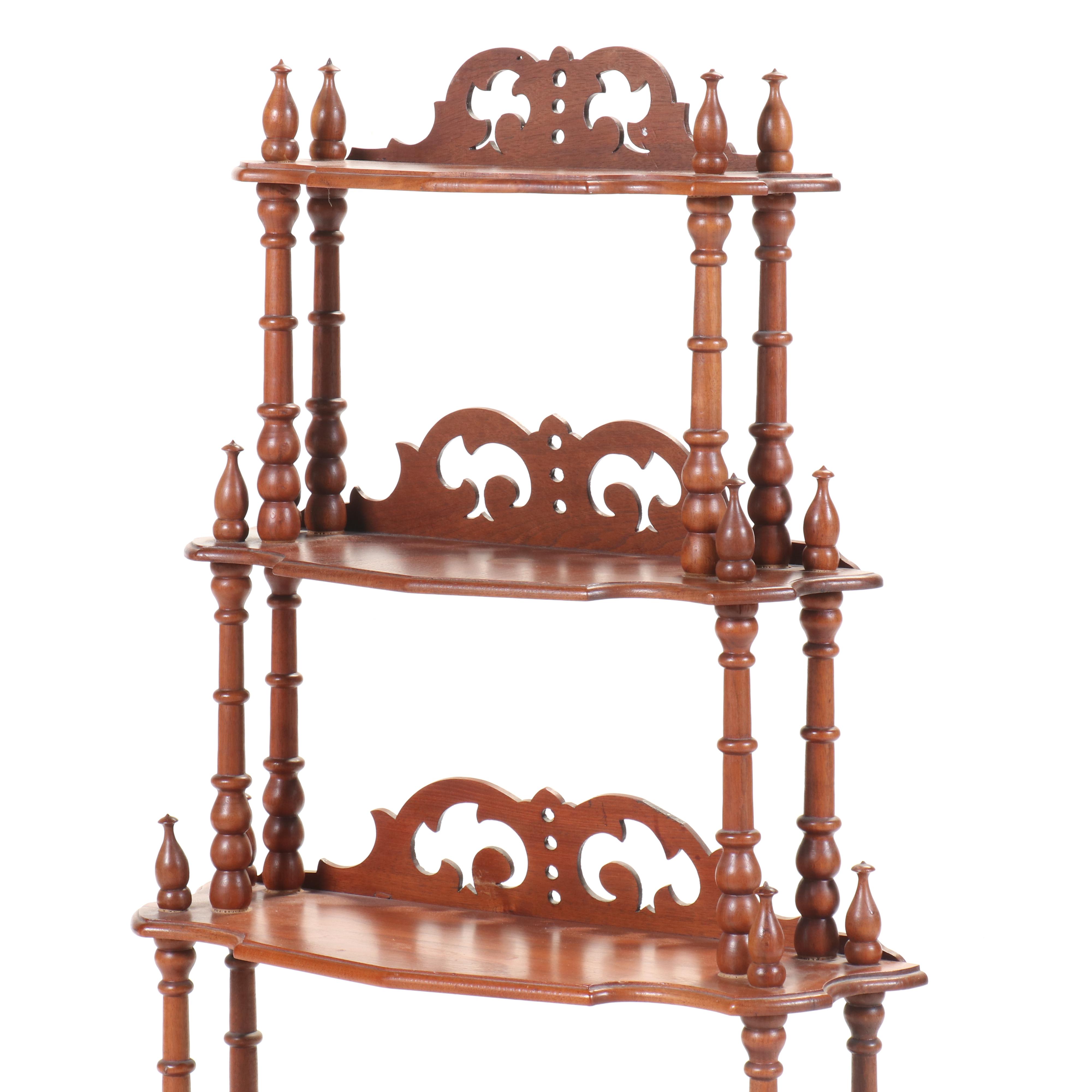 Victorian Walnut Five-Tier Graduated Etagere, Late 19th Century