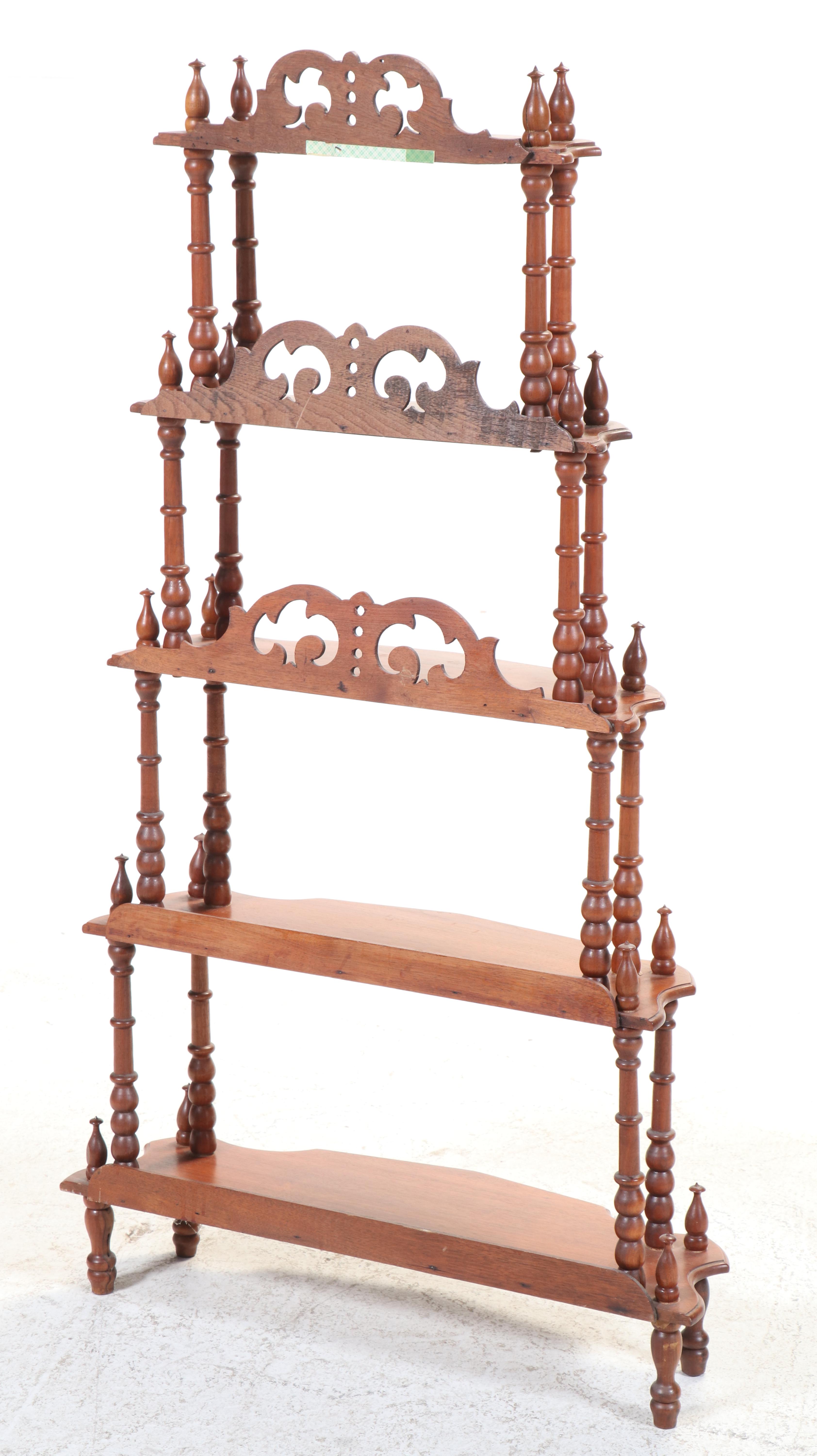 Victorian Walnut Five-Tier Graduated Etagere, Late 19th Century