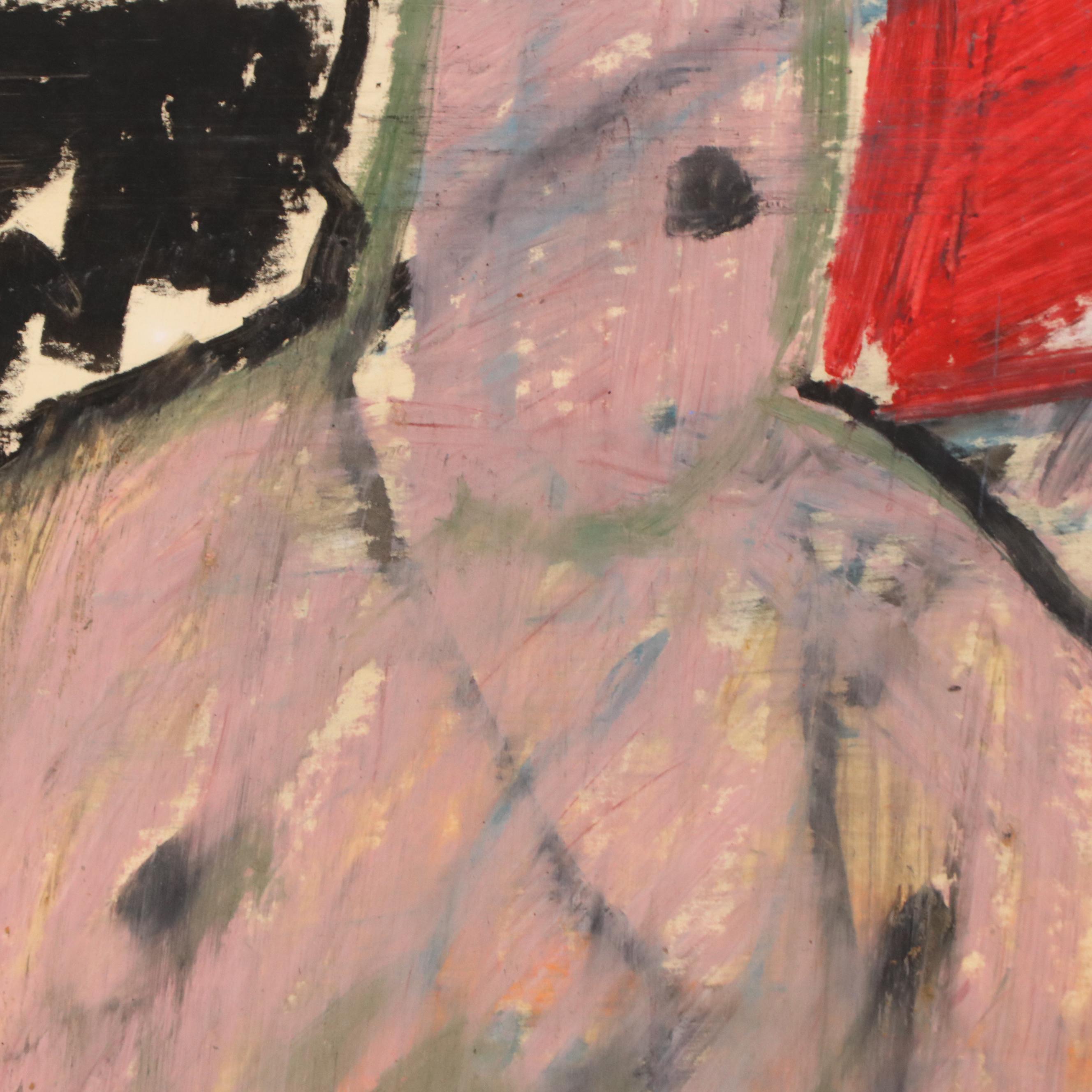 Jack Meanwell Gestural Oil Pastel Figure Drawing, late 20th century