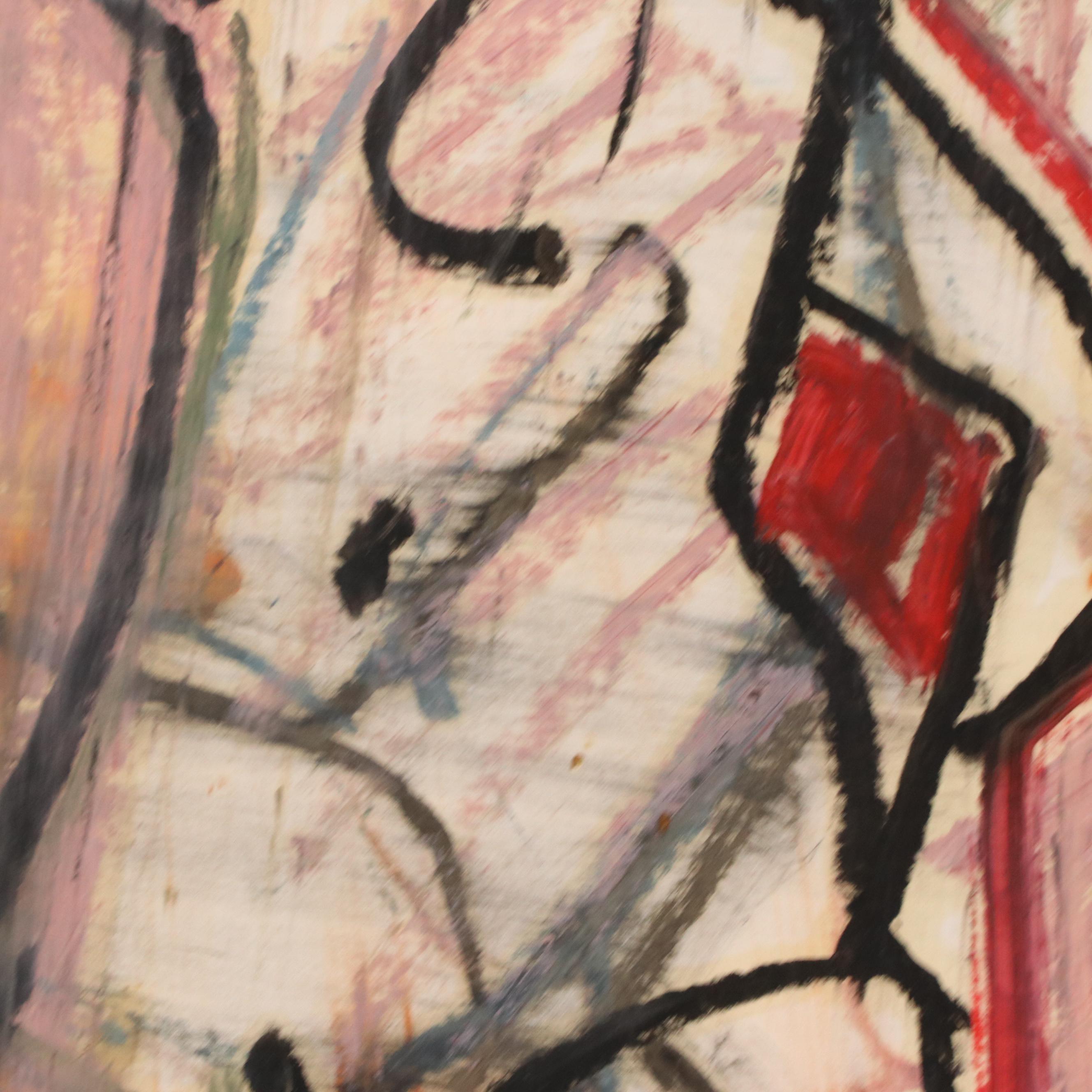 Jack Meanwell Gestural Oil Pastel Figure Drawing, late 20th century