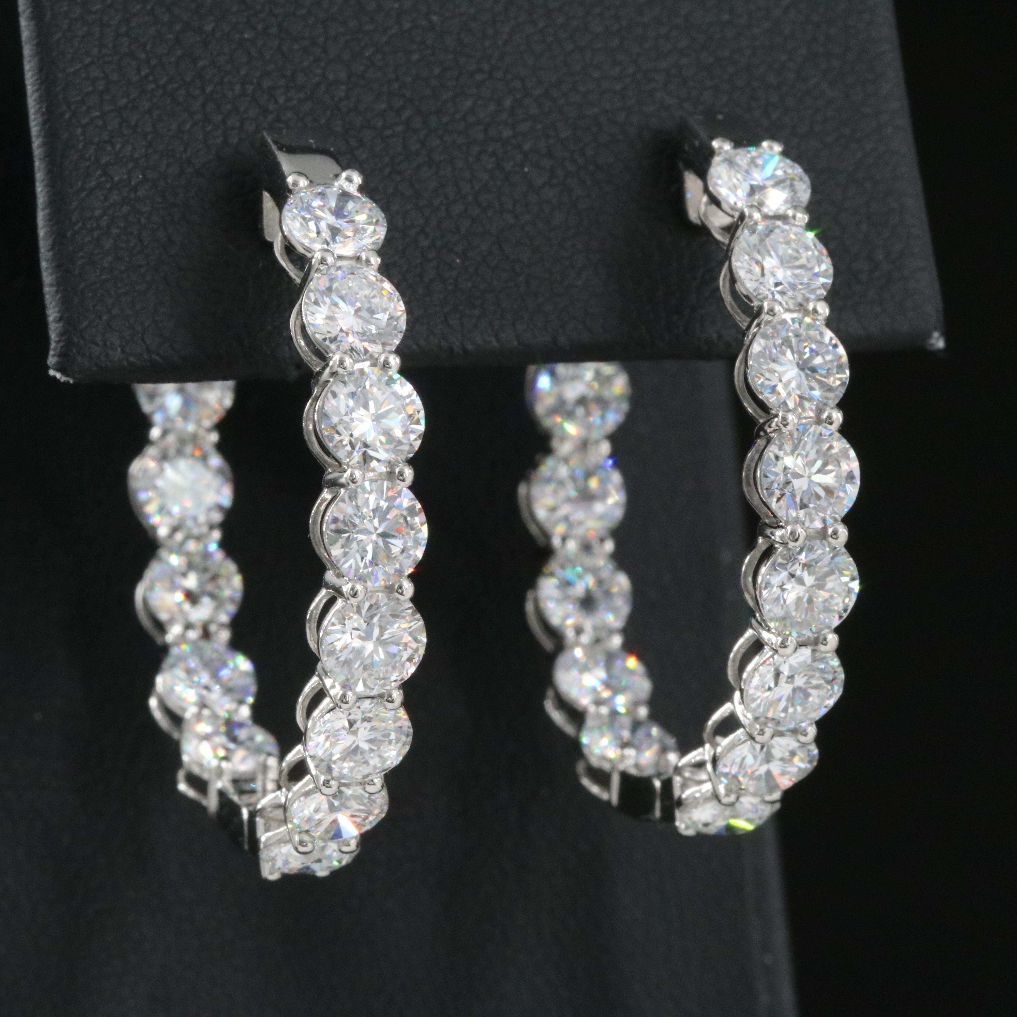 Platinum 10.95 CTW Lab Grown Diamond Inside Out Hoop Earrings