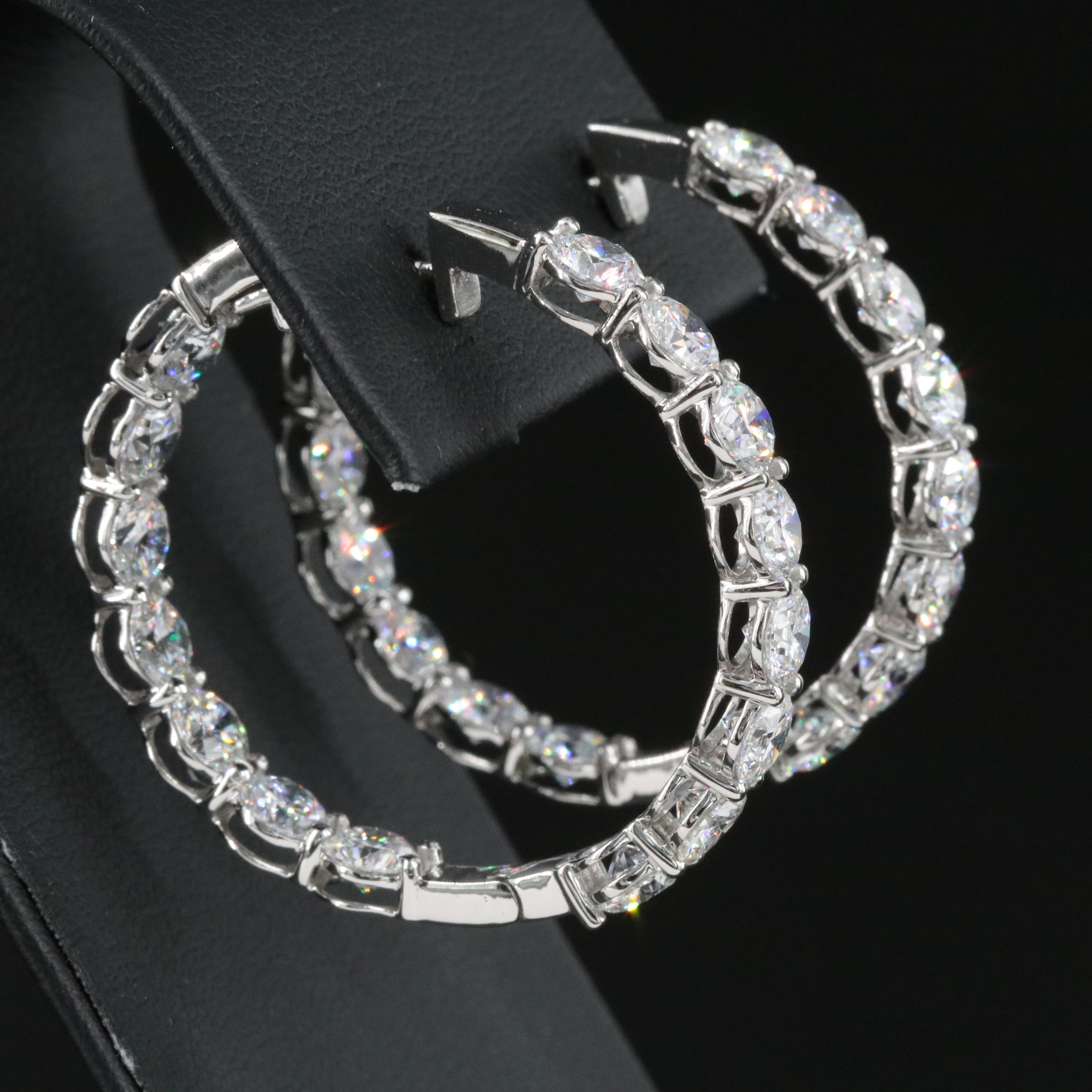 Platinum 10.95 CTW Lab Grown Diamond Inside Out Hoop Earrings