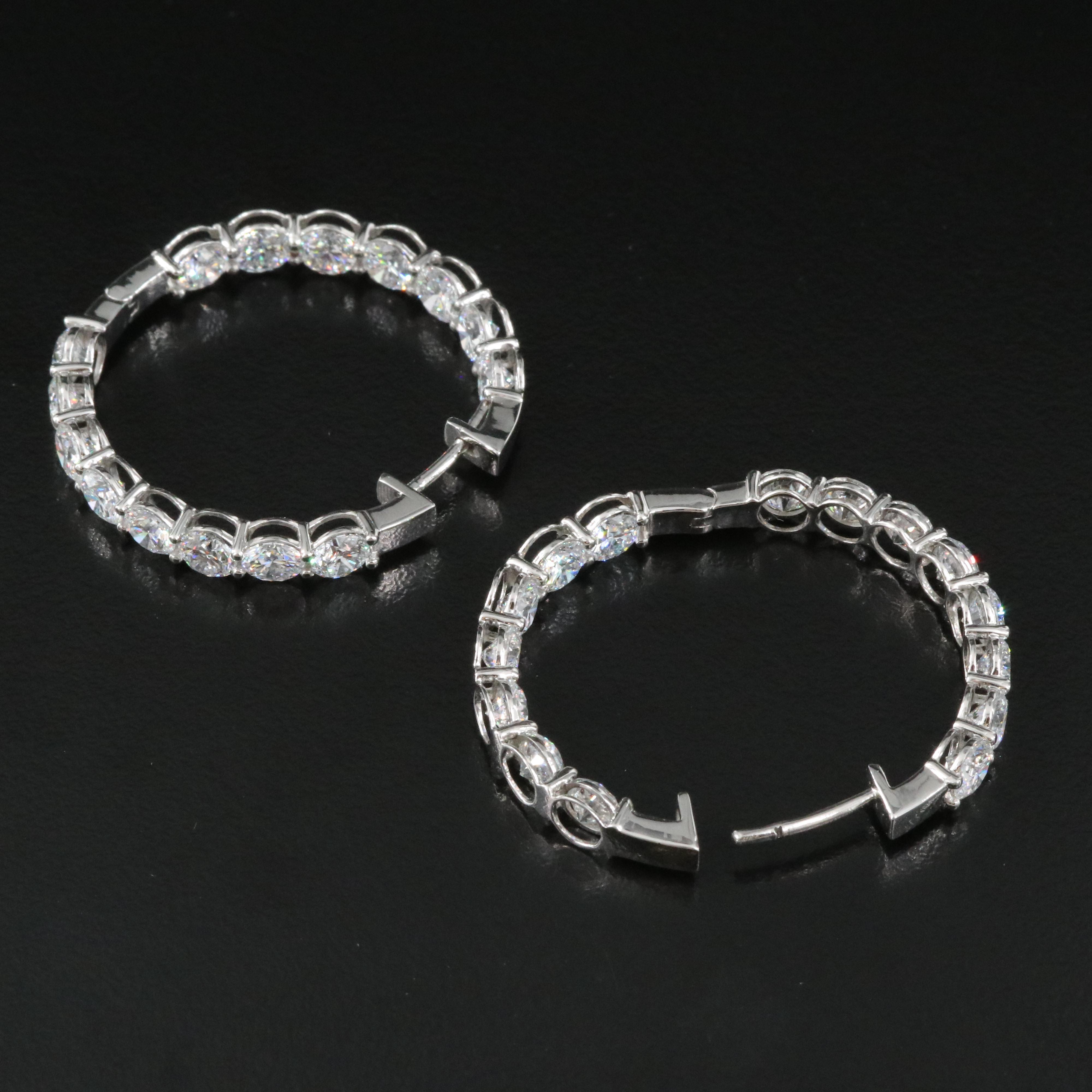 Platinum 10.95 CTW Lab Grown Diamond Inside Out Hoop Earrings