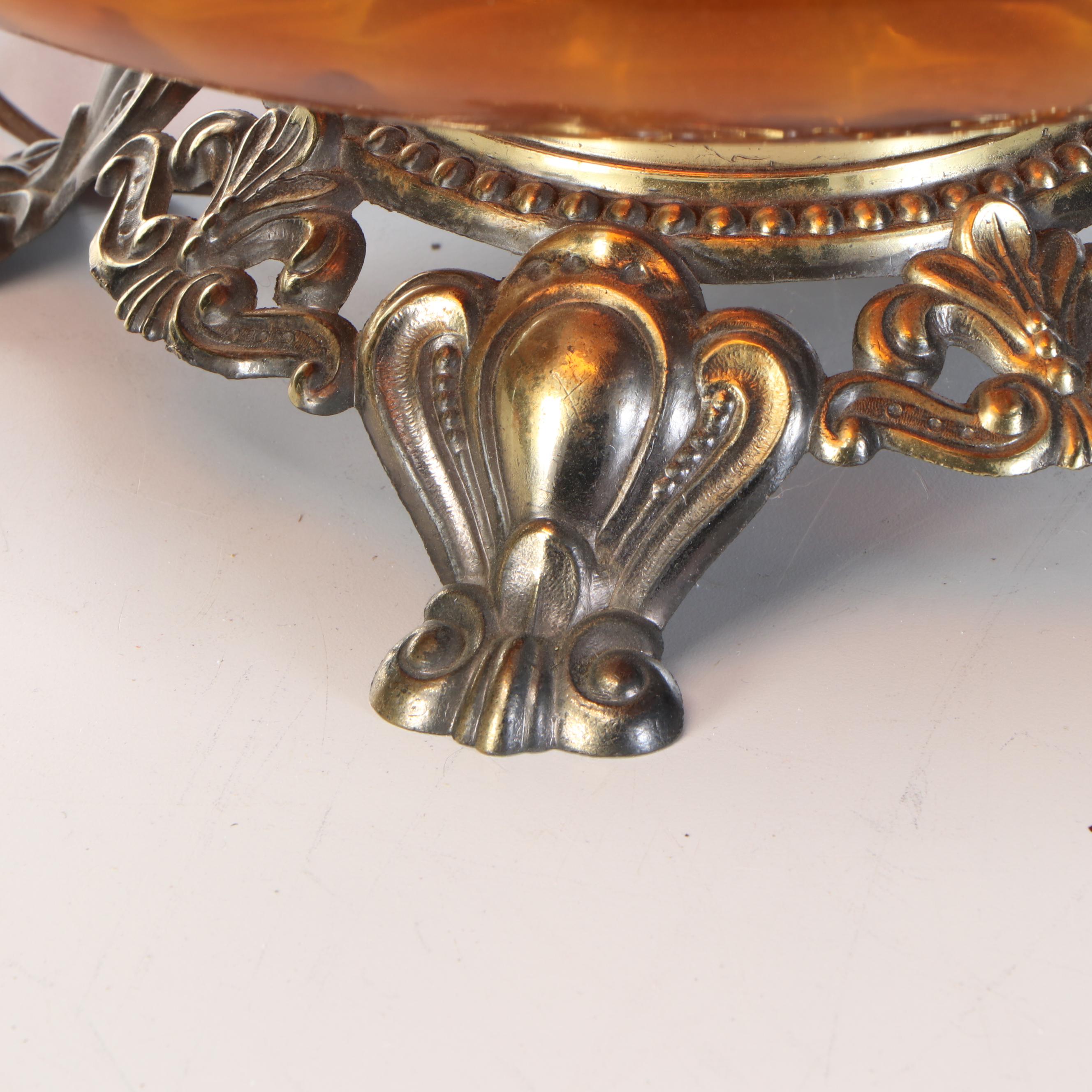 Hollywood Regency Style Amber Glass Table Lamp