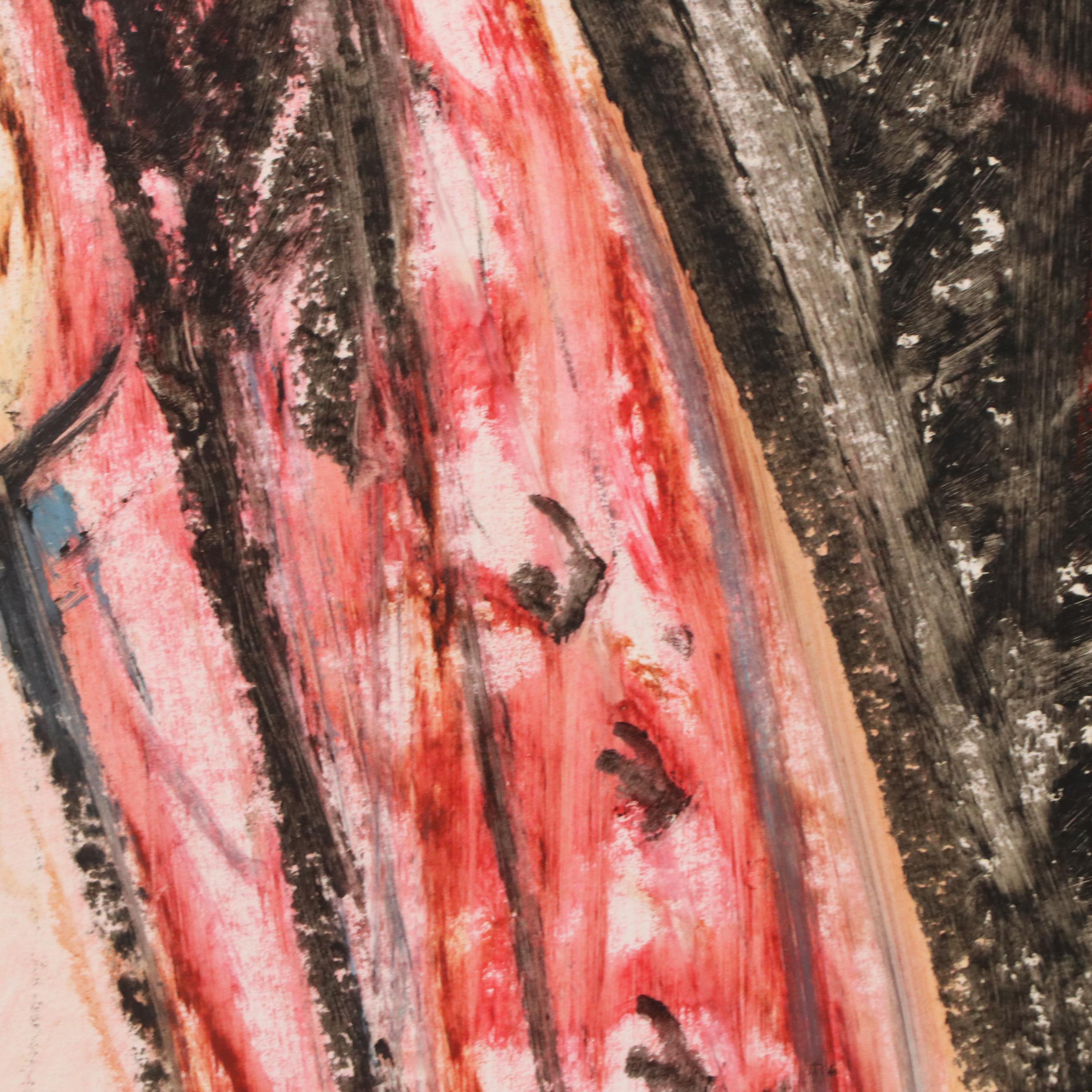 Jack Meanwell Abstract Figural Composition Pastel Drawing, Late 20th Century