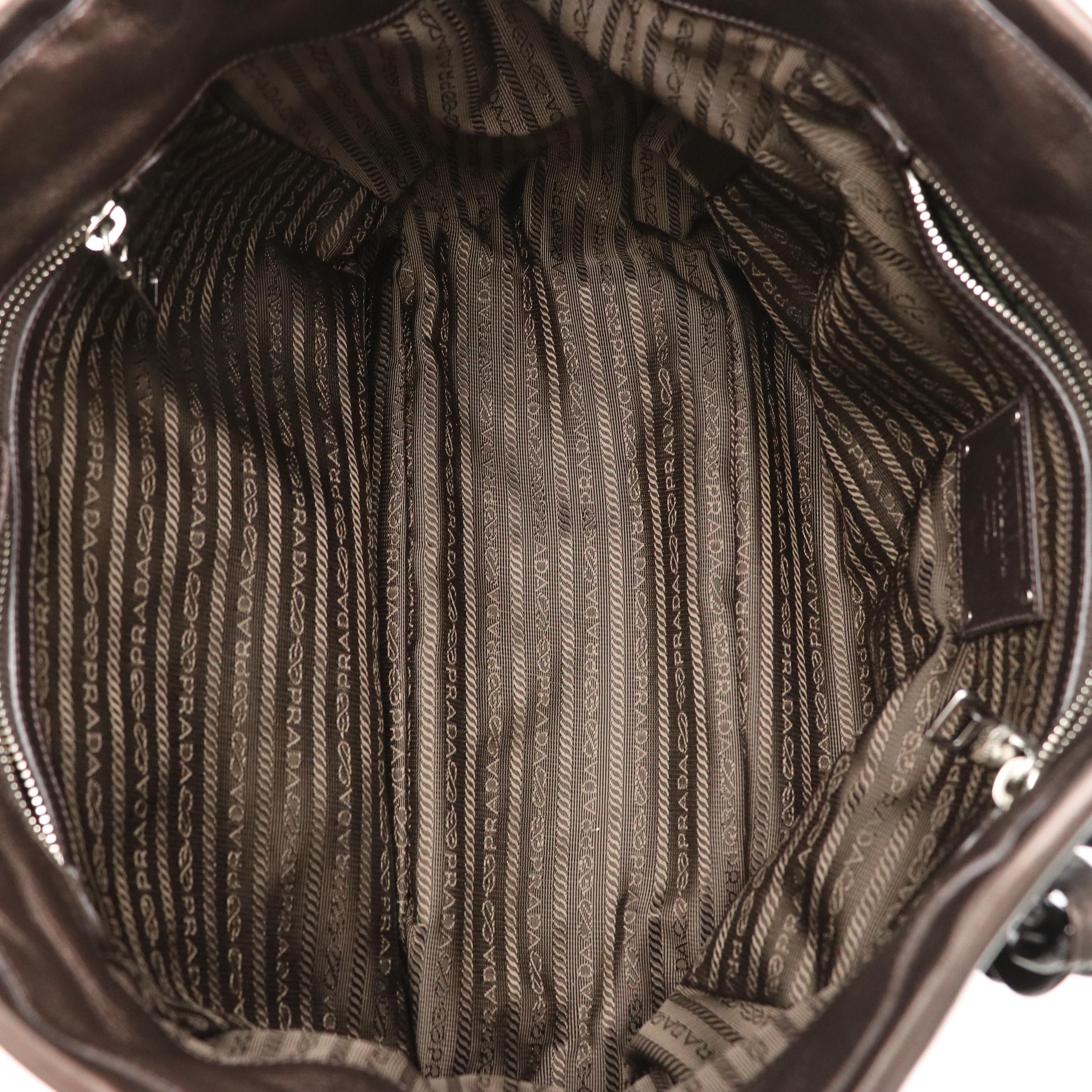 Prada Tessuto Nylon and Nappa Leather Shoulder Bag with Interwoven Link Strap