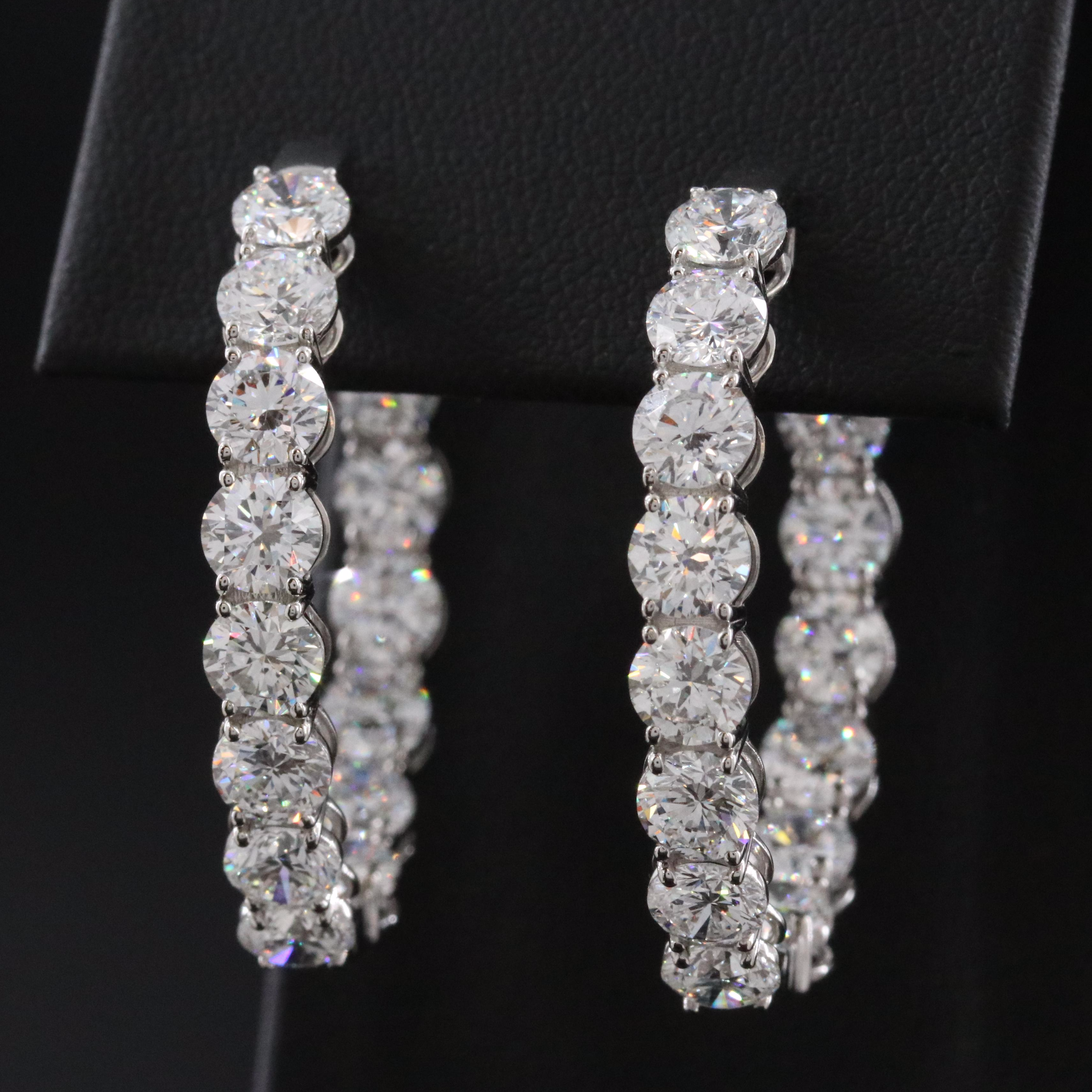 Platinum 12.33 CT Lab Grown Diamond Inside Out Hoop Earrings
