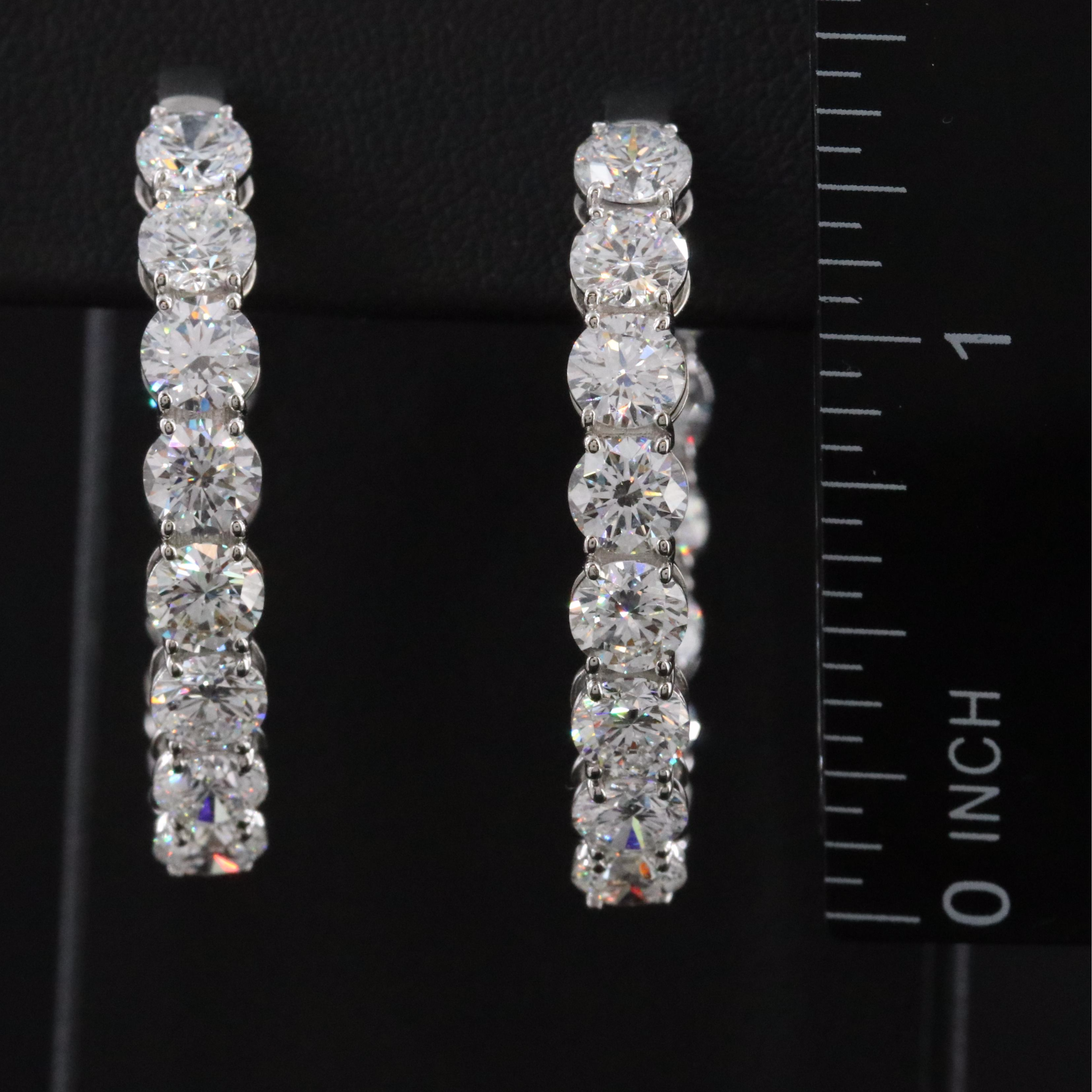 Platinum 12.33 CT Lab Grown Diamond Inside Out Hoop Earrings