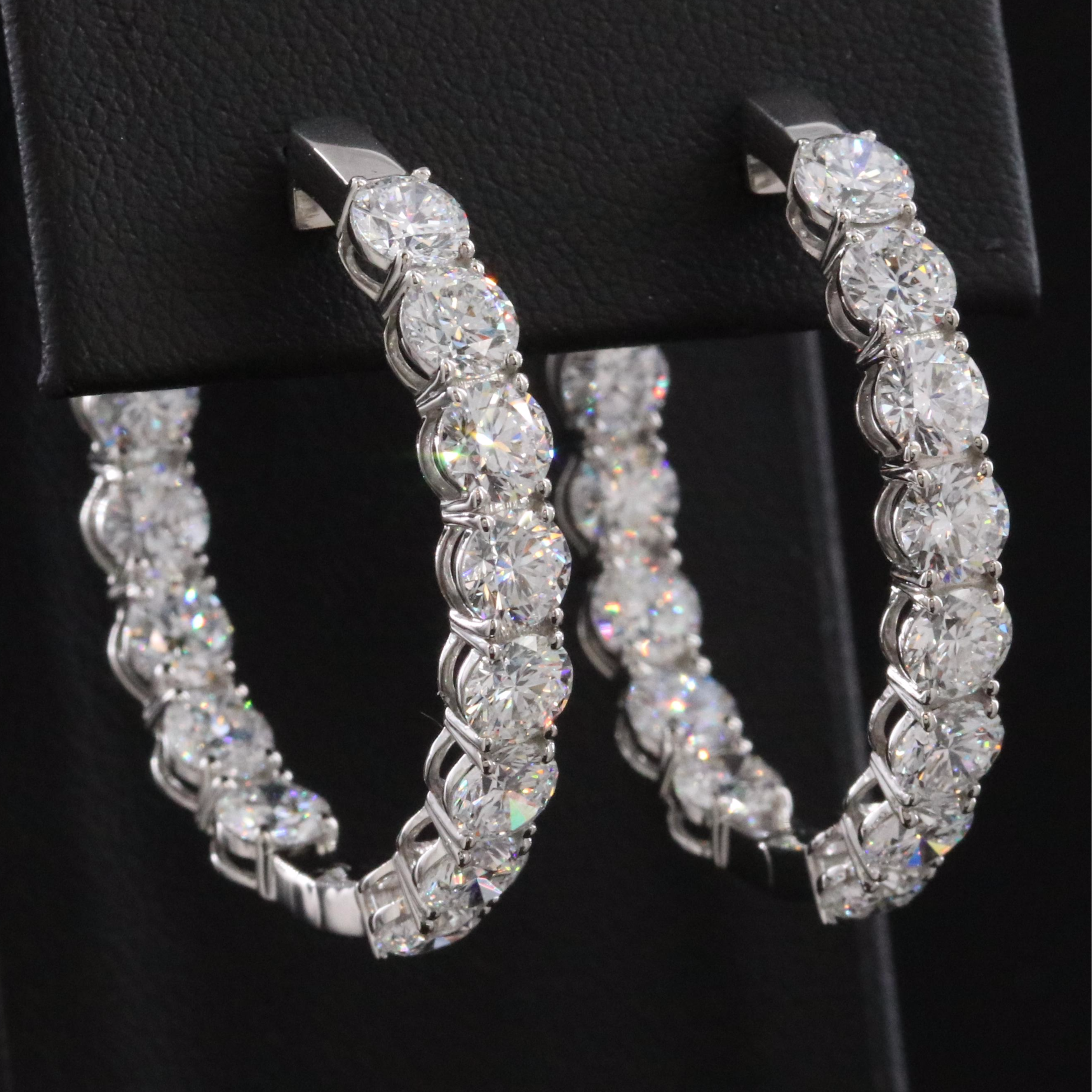 Platinum 12.33 CT Lab Grown Diamond Inside Out Hoop Earrings