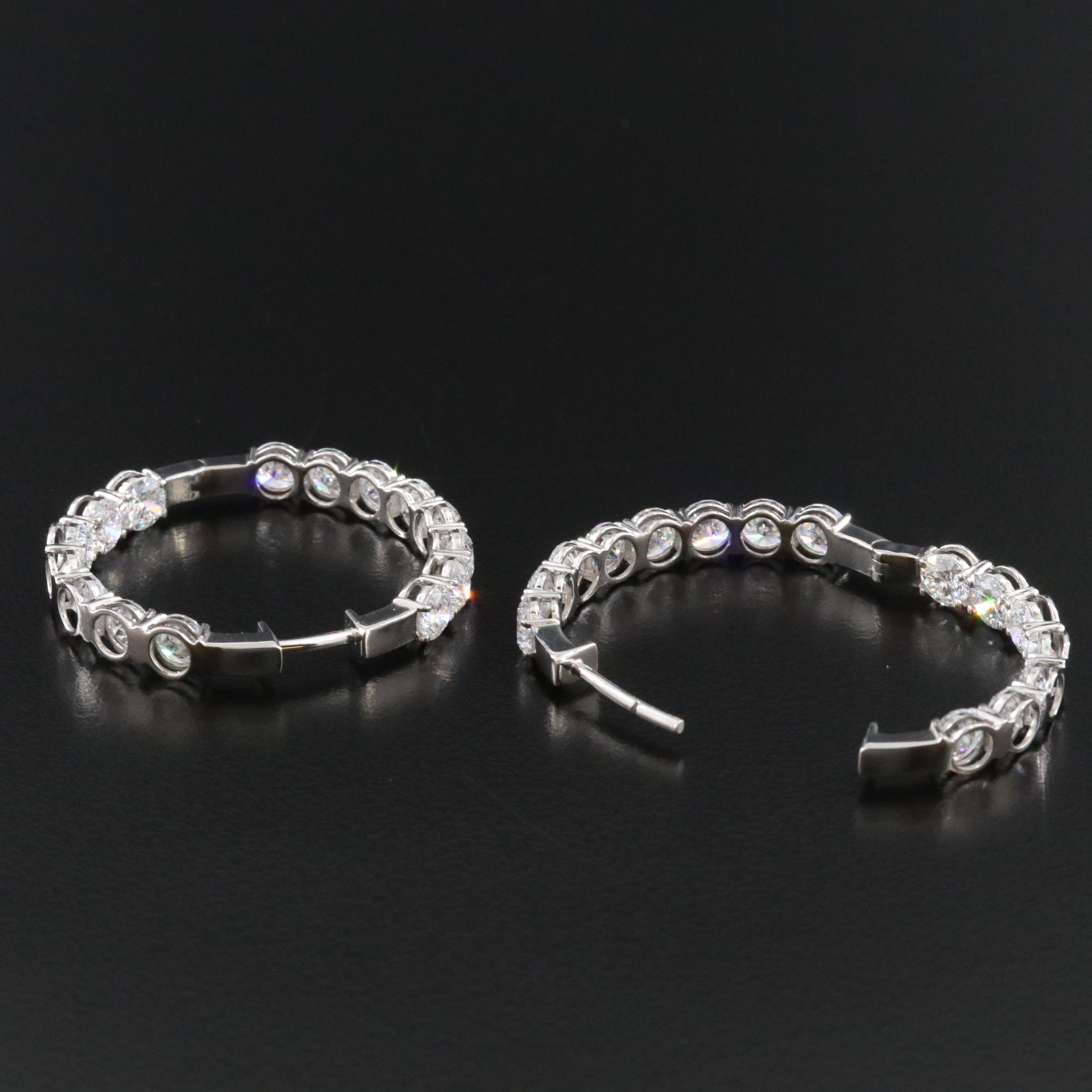 Platinum 12.33 CT Lab Grown Diamond Inside Out Hoop Earrings