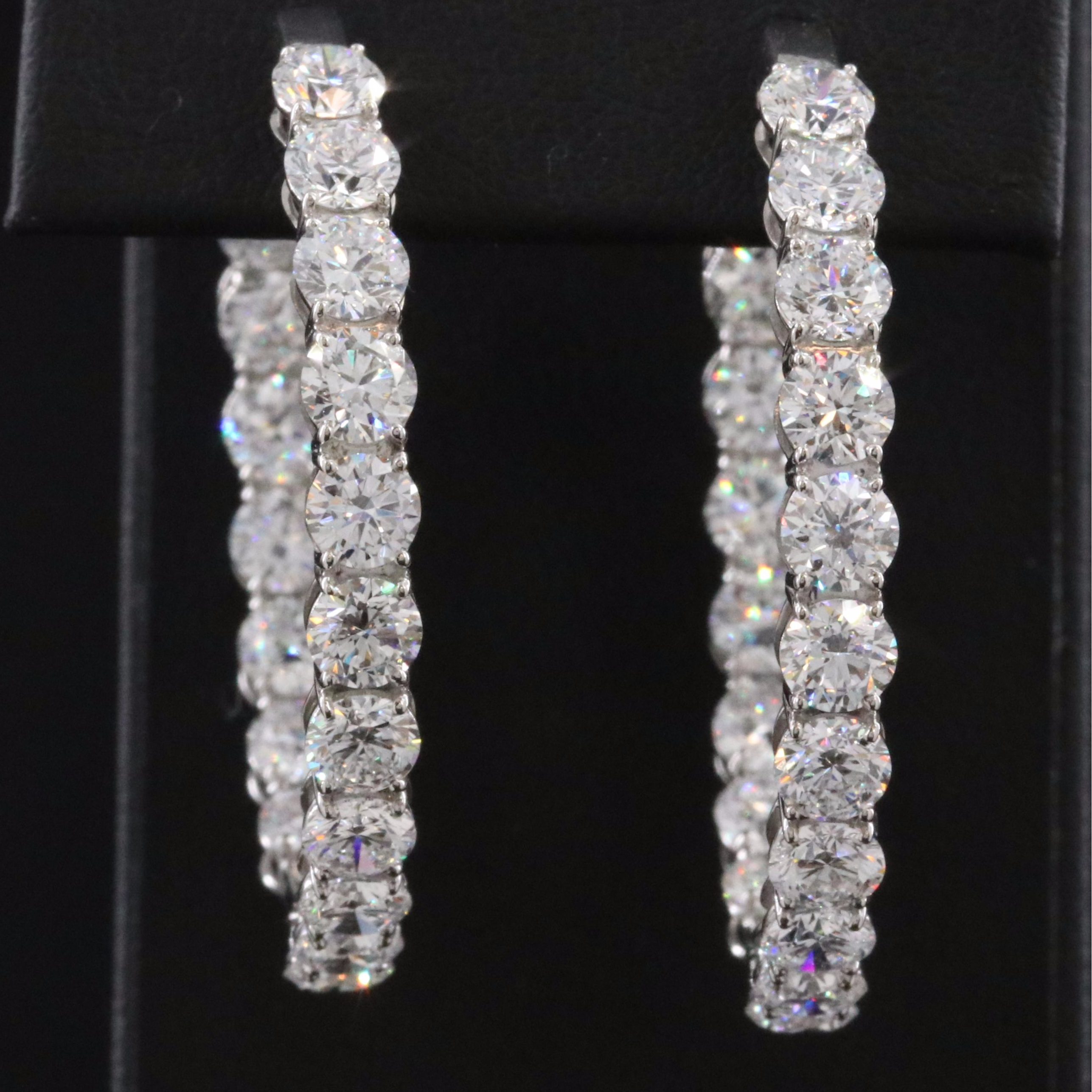 Platinum 13.64 CTW Lab Grown Diamond Inside Out Hoop Earrings