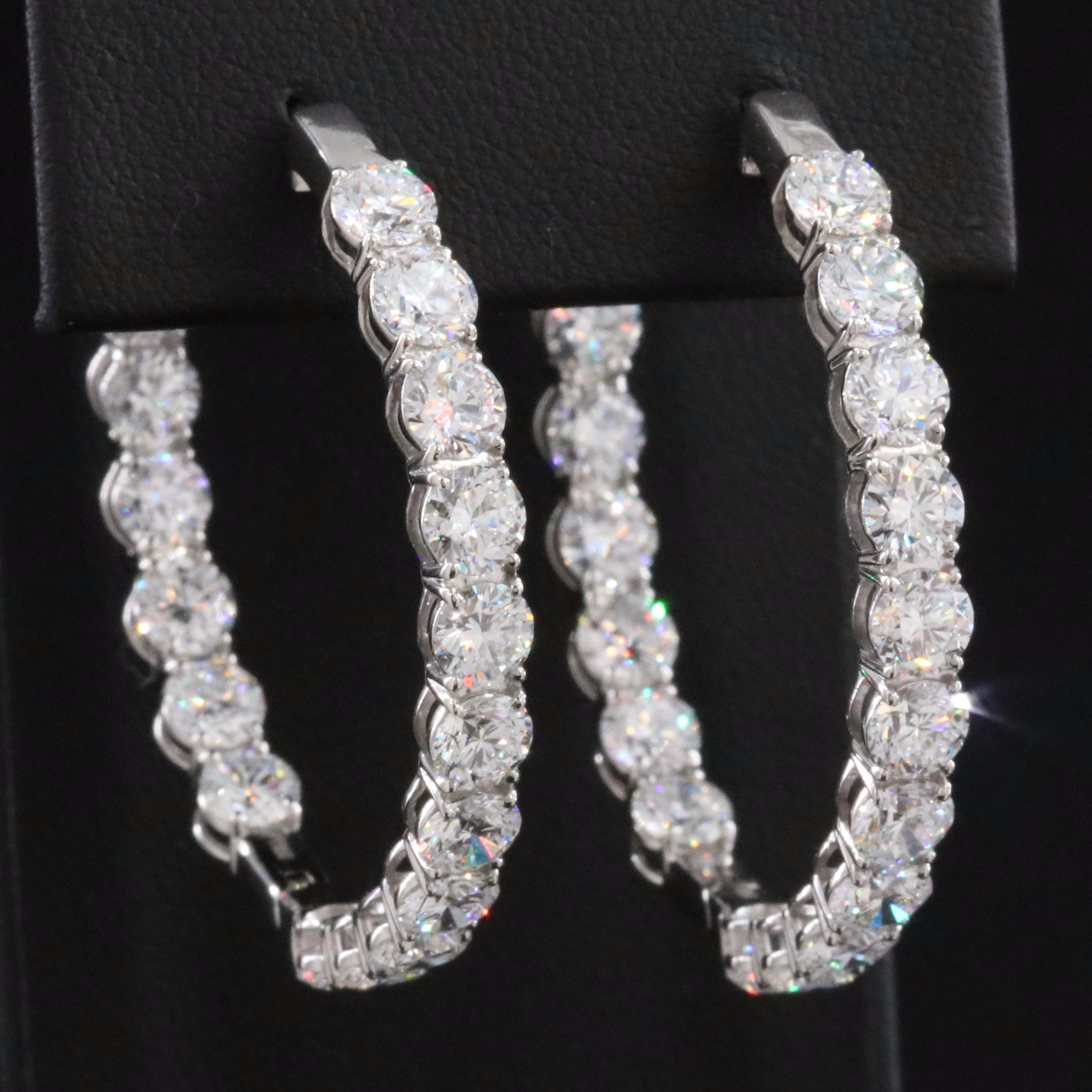 Platinum 13.64 CTW Lab Grown Diamond Inside Out Hoop Earrings