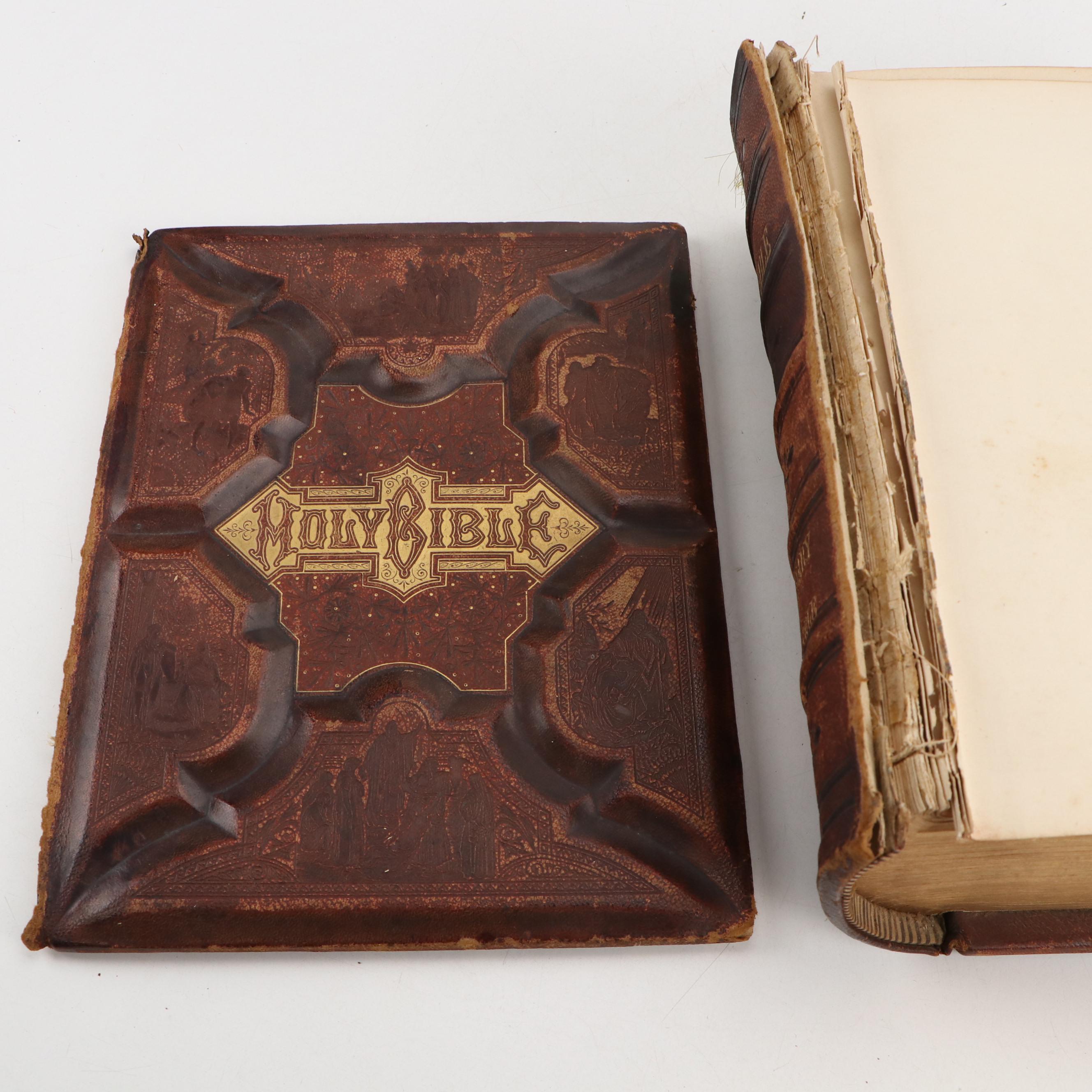 Illustrated Leather Bound Parallel-Column Edition Holy Bible