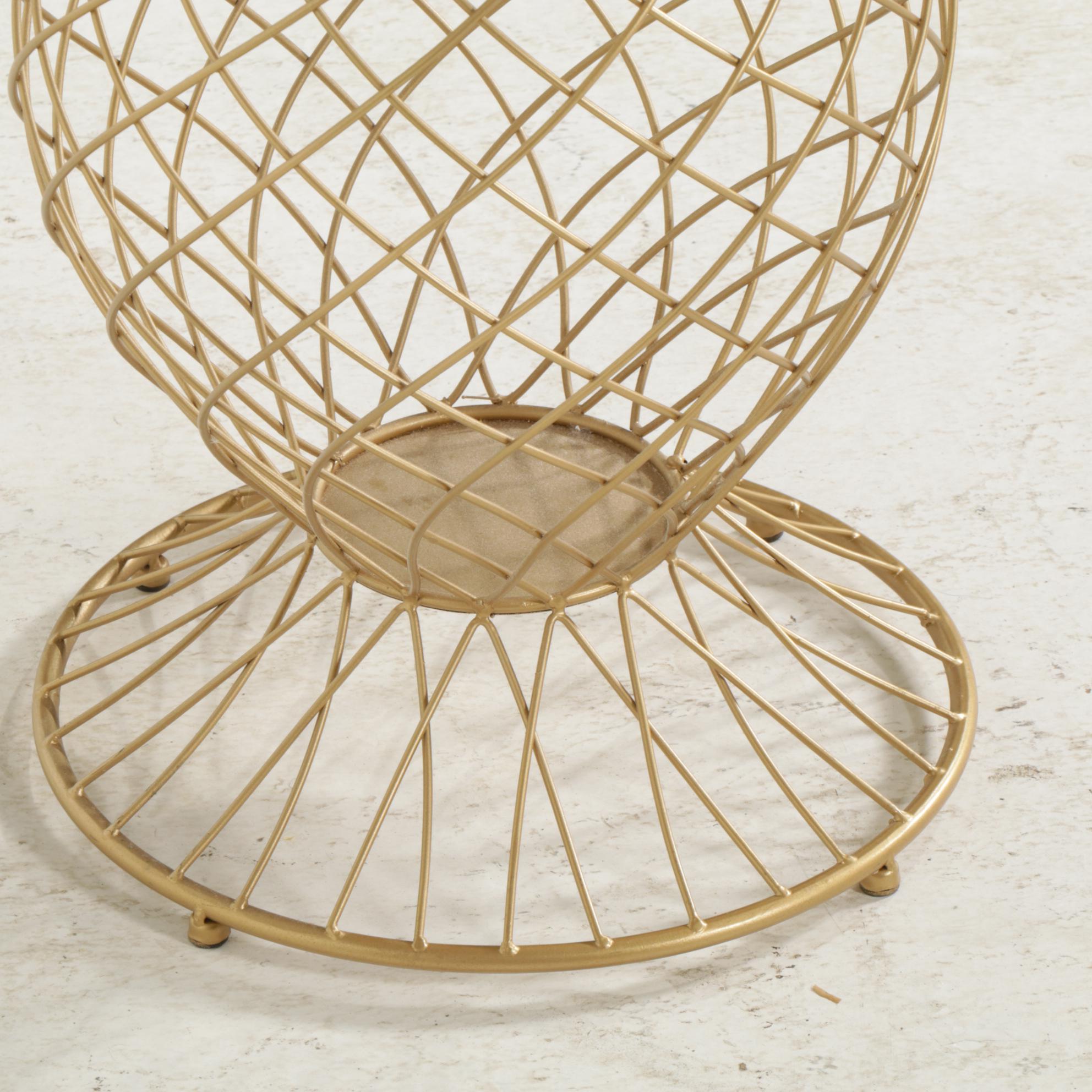 Pineapple Form Metal Glass-Top Side Table