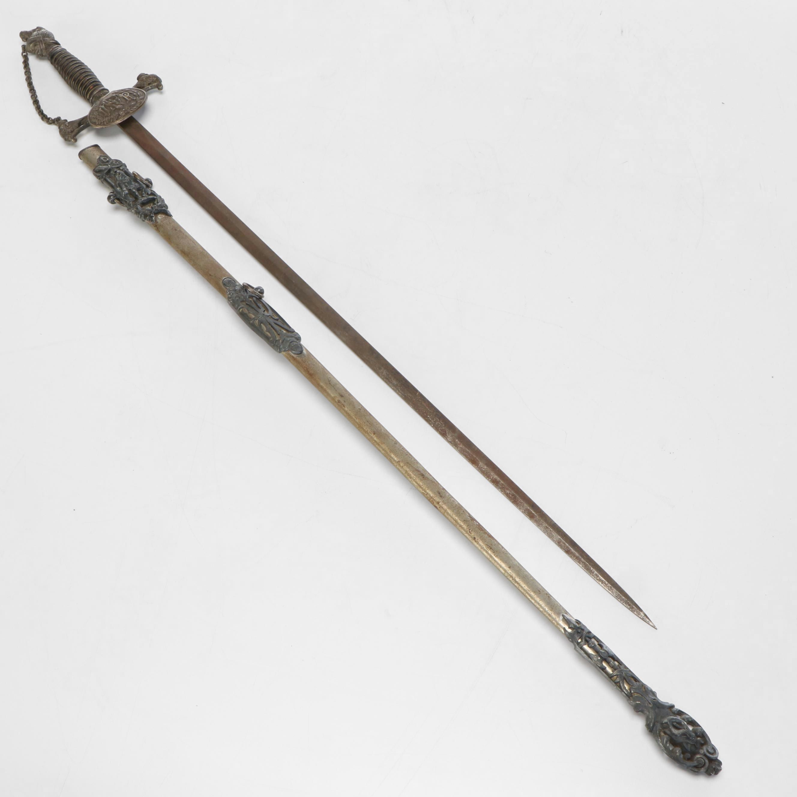Knights of Pythias Metal Fraternal Parade Sword, Late 19th/Early 20th Century