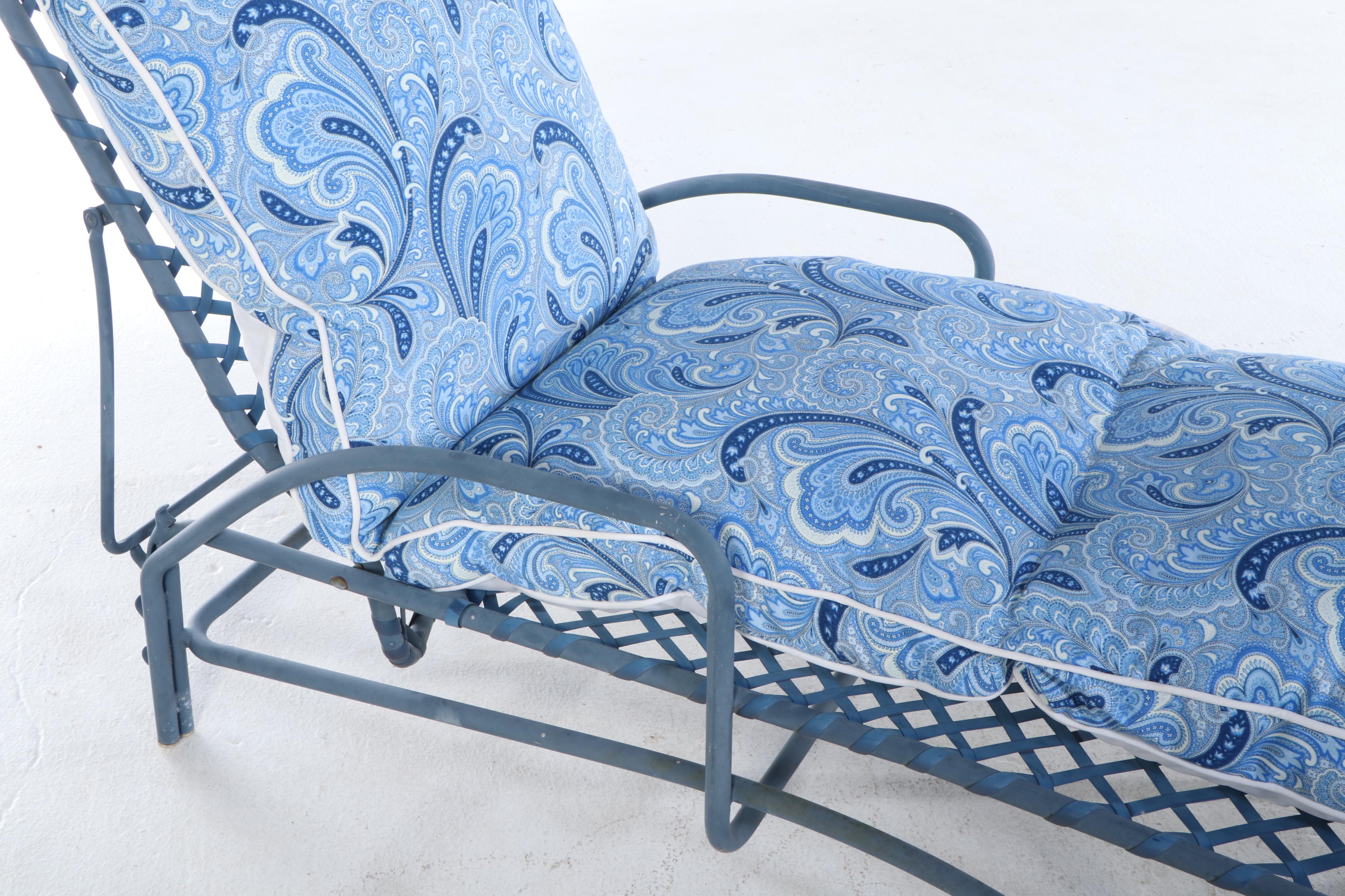 Pair of Brown Jordan Lounge Chairs with Cushions and Side Tables