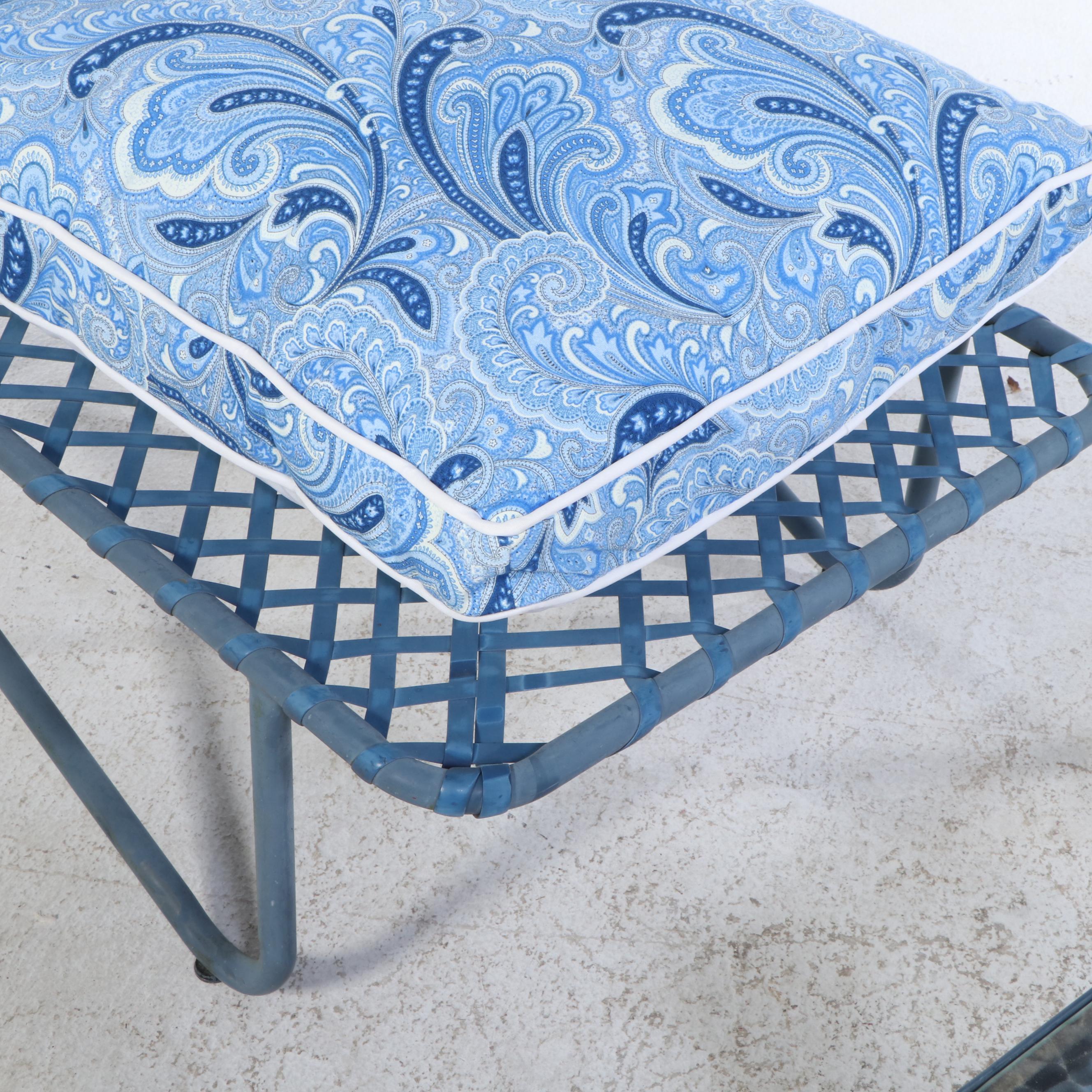 Pair of Brown Jordan Lounge Chairs with Cushions and Side Tables