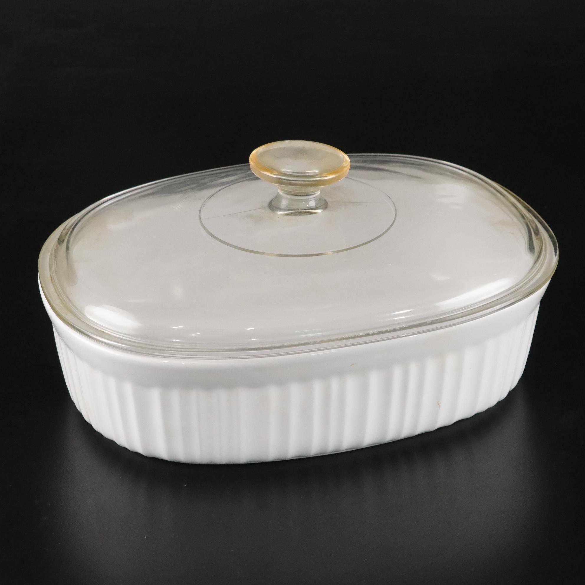 CorningWare "French White" Lidded Casserole Dishes and Bakeware with Pyrex Lids