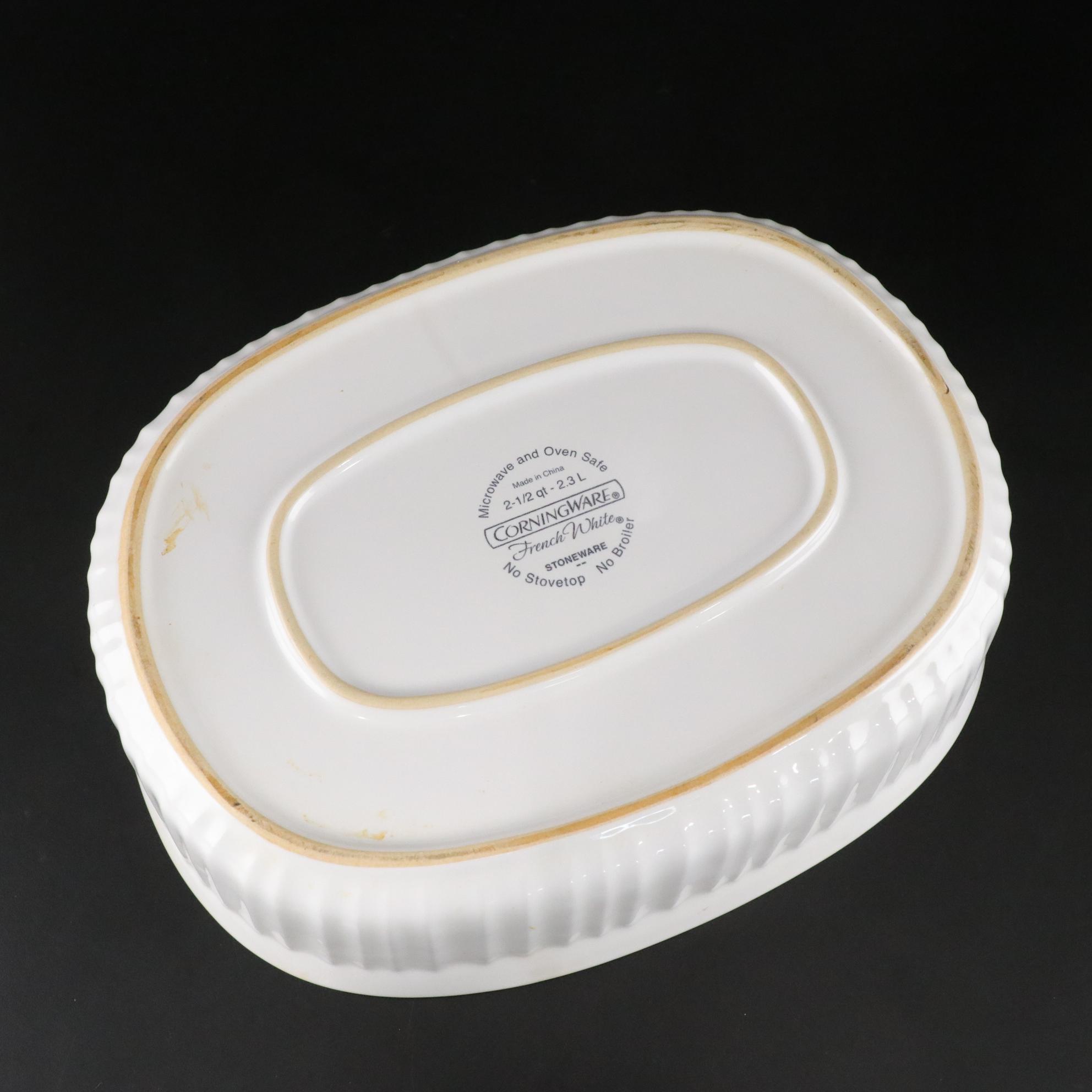 CorningWare "French White" Lidded Casserole Dishes and Bakeware with Pyrex Lids
