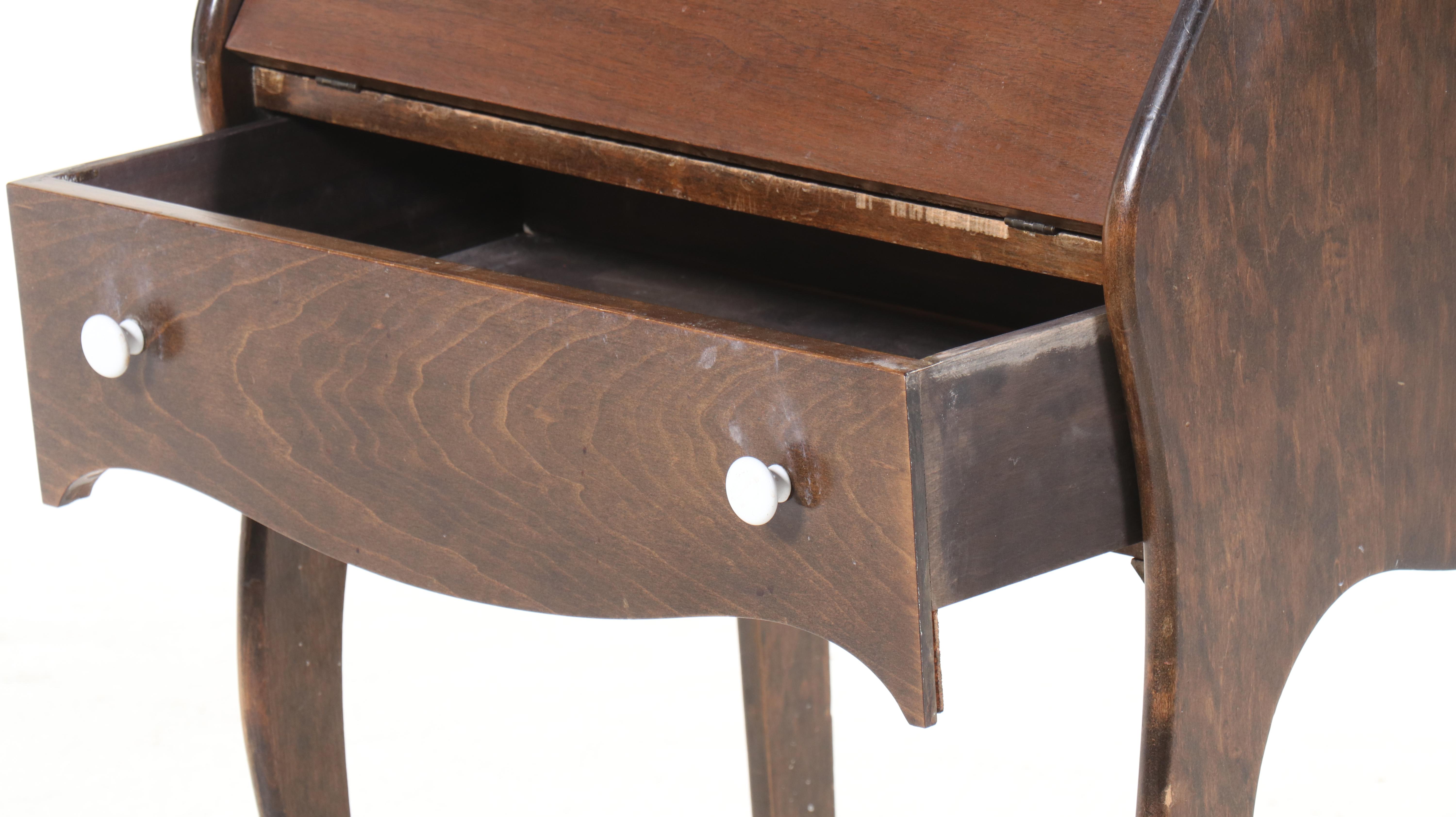 Edwardian Style Tiger Oak Slant Front Secretary Bookcase, Early 20th Century