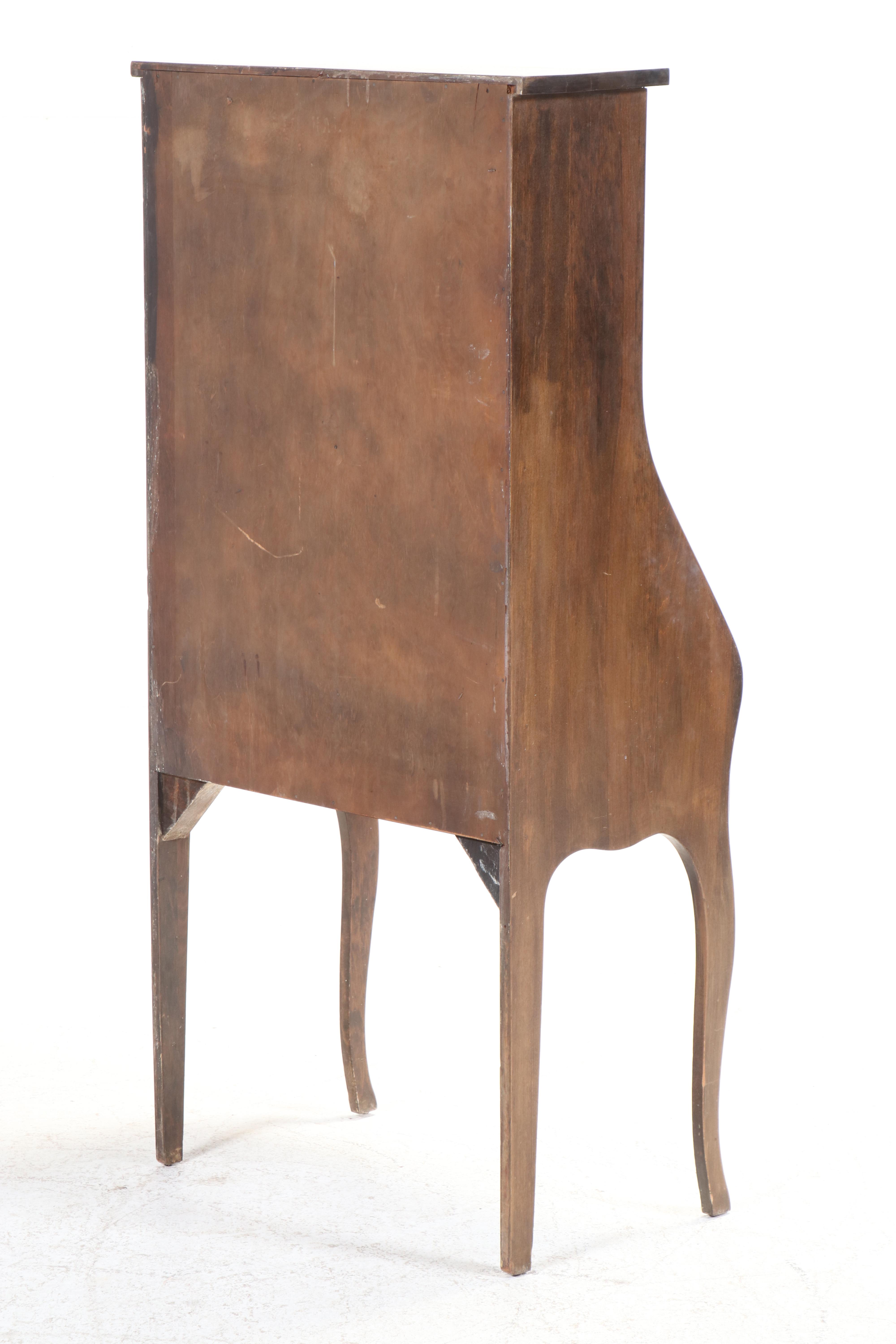 Edwardian Style Tiger Oak Slant Front Secretary Bookcase, Early 20th Century