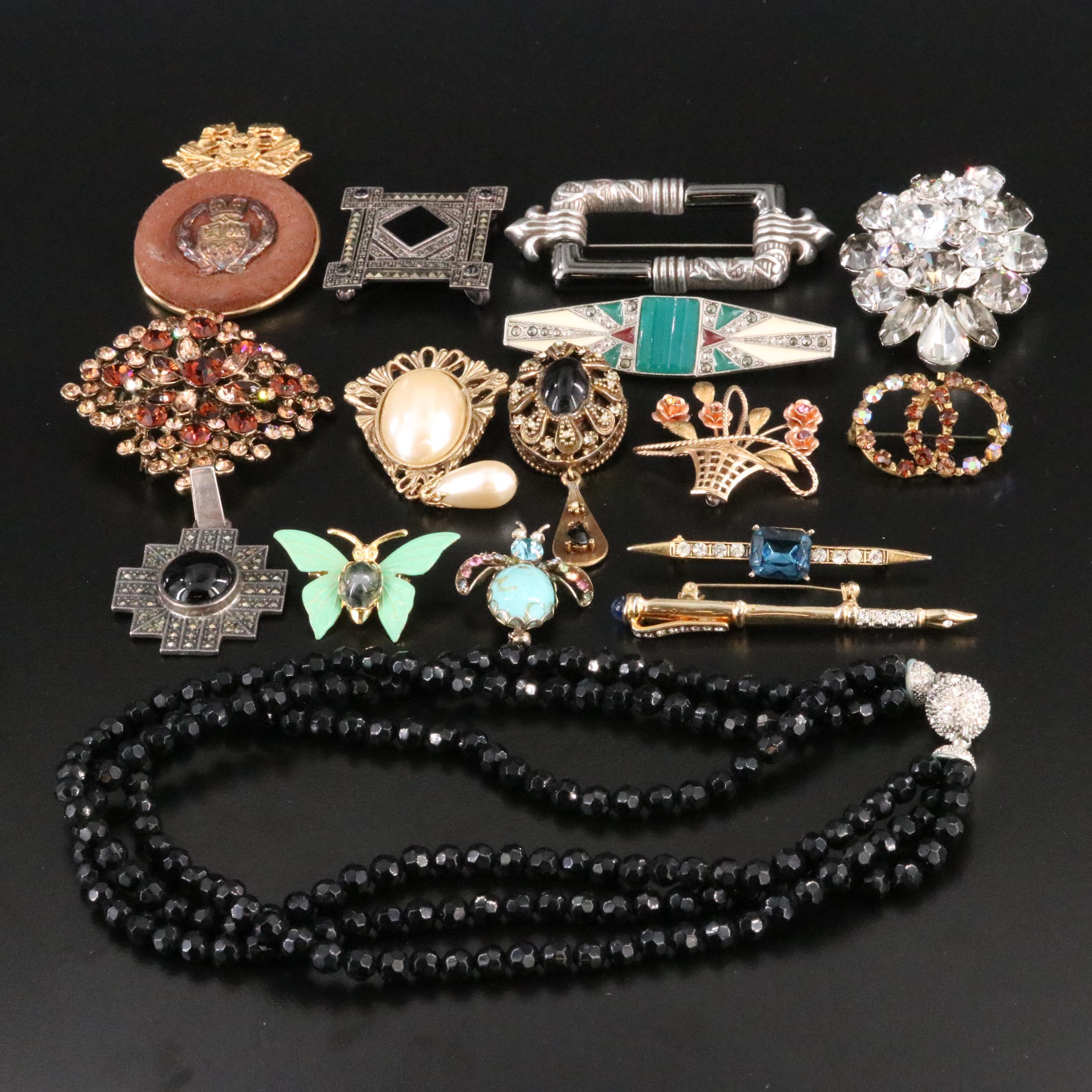 Art Deco, Eisenberg Ice, Sterling and Moss Agate Featured in Vintage Jewelry