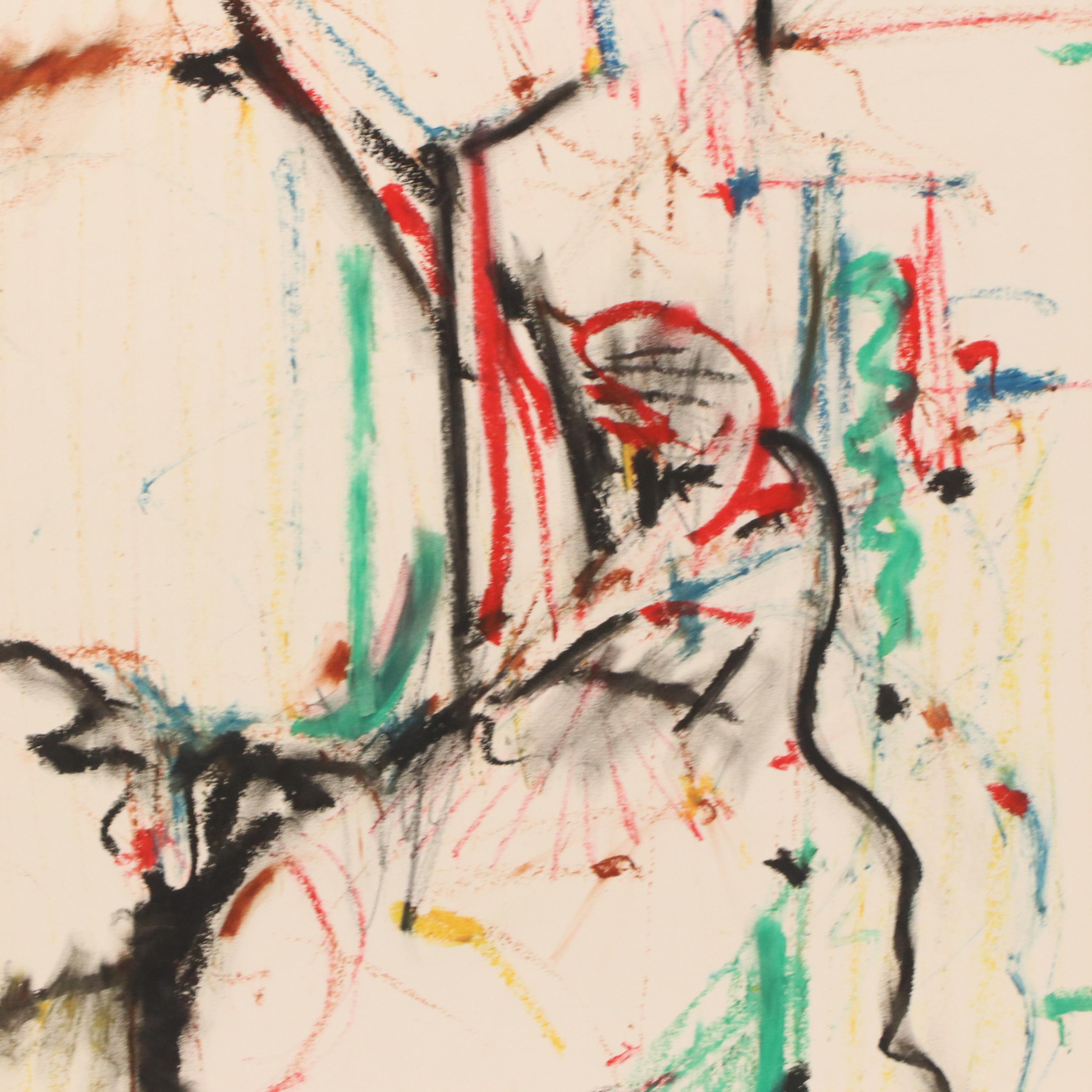 Jack Meanwell Abstract Mixed Media Drawing, 1991