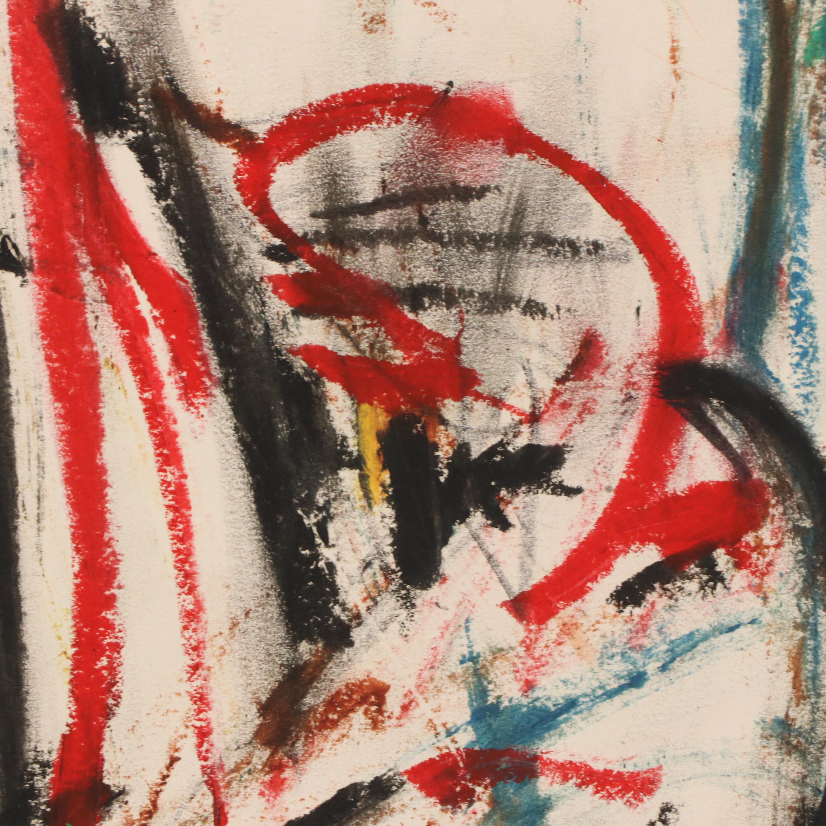 Jack Meanwell Abstract Mixed Media Drawing, 1991