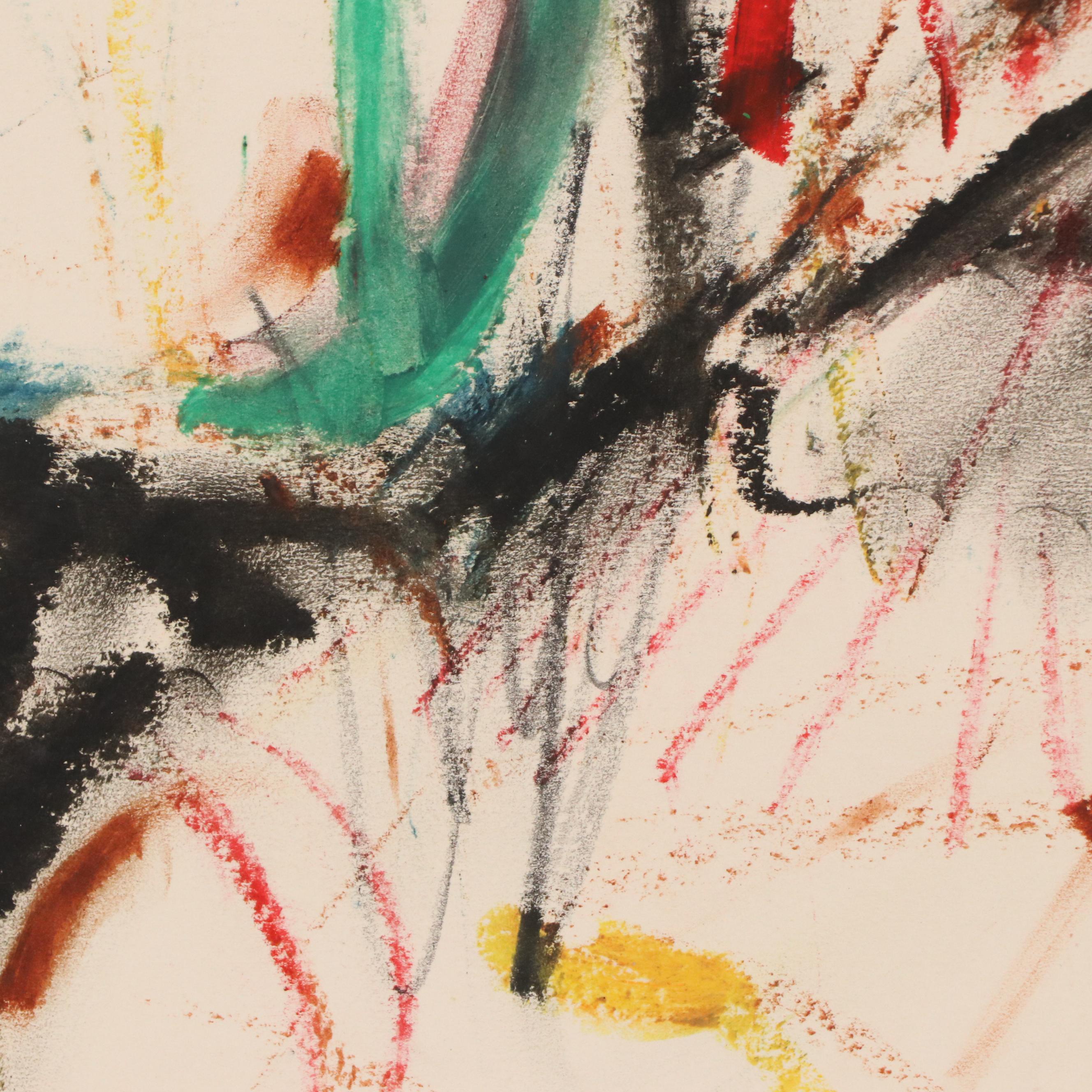 Jack Meanwell Abstract Mixed Media Drawing, 1991