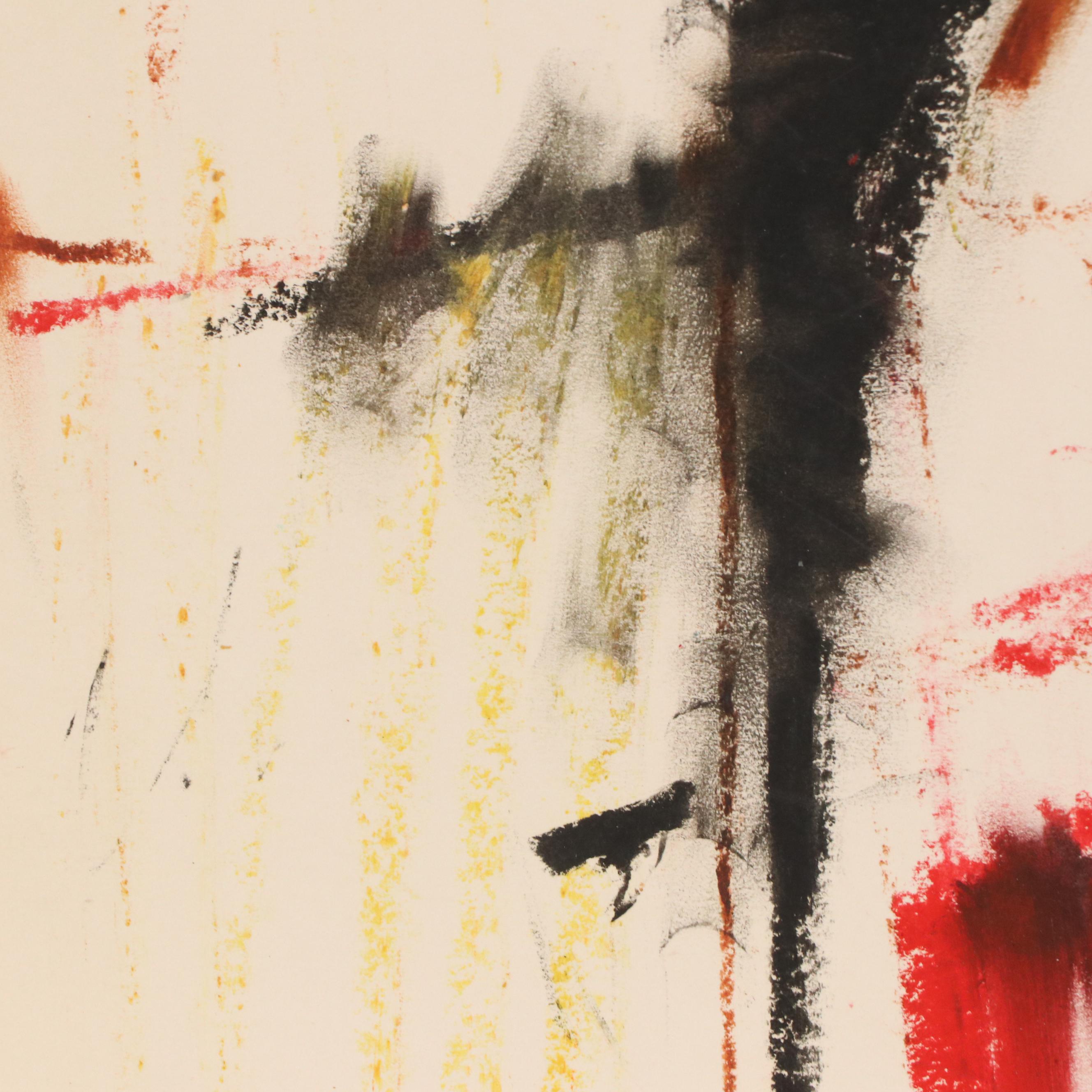 Jack Meanwell Abstract Mixed Media Drawing, 1991