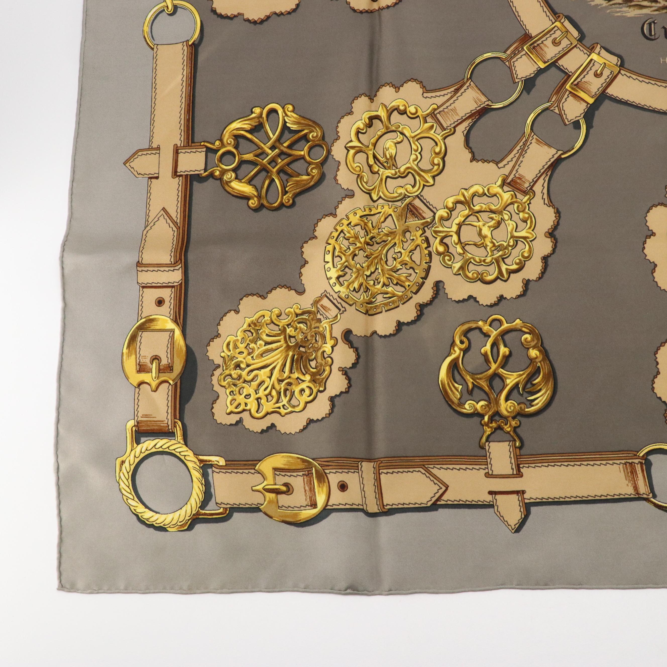 Hermès Early Issue "Cuivreries" Scarf 90 in Silk Twill