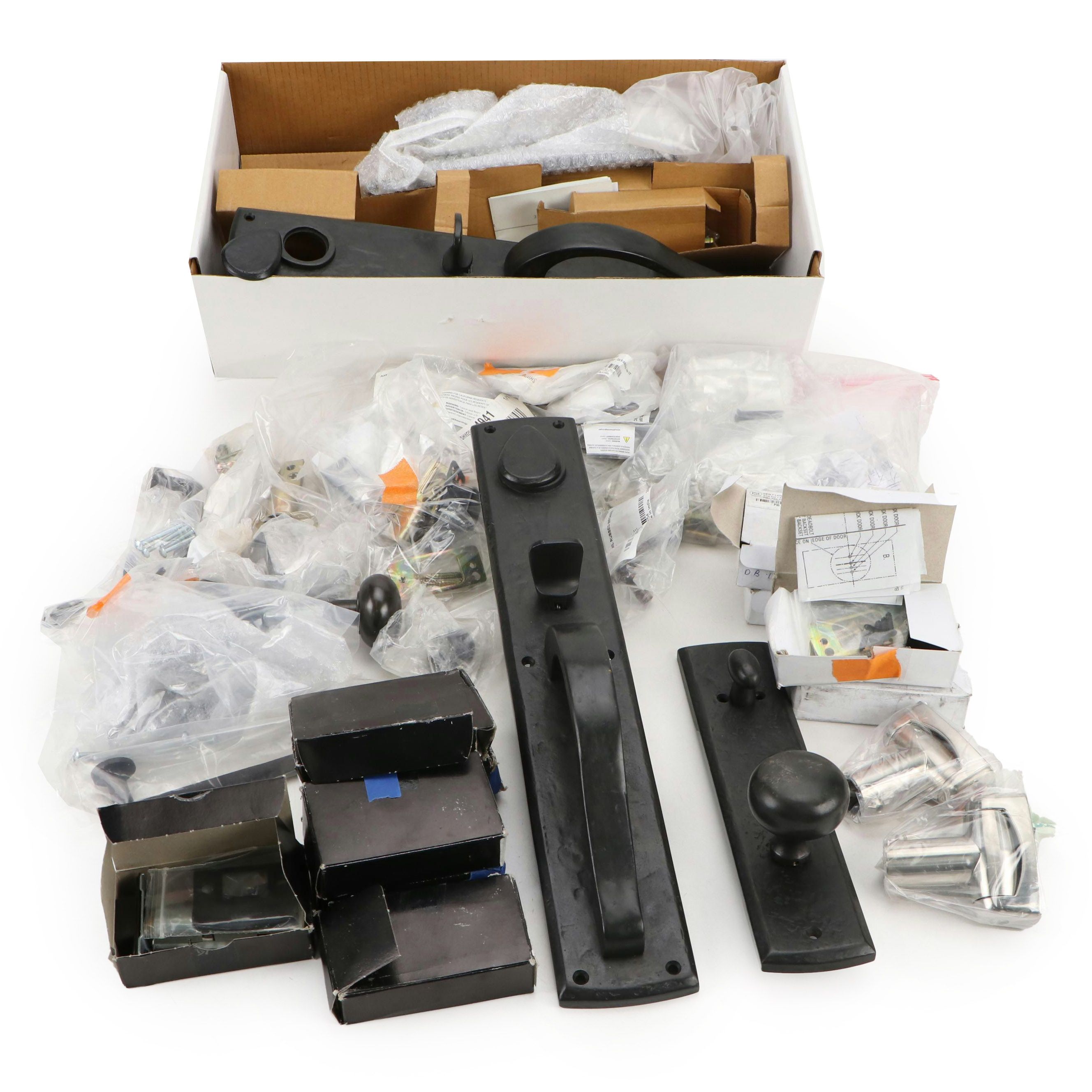 Black Finished Metal Door Handles with Cabinet Pulls and More Hardware