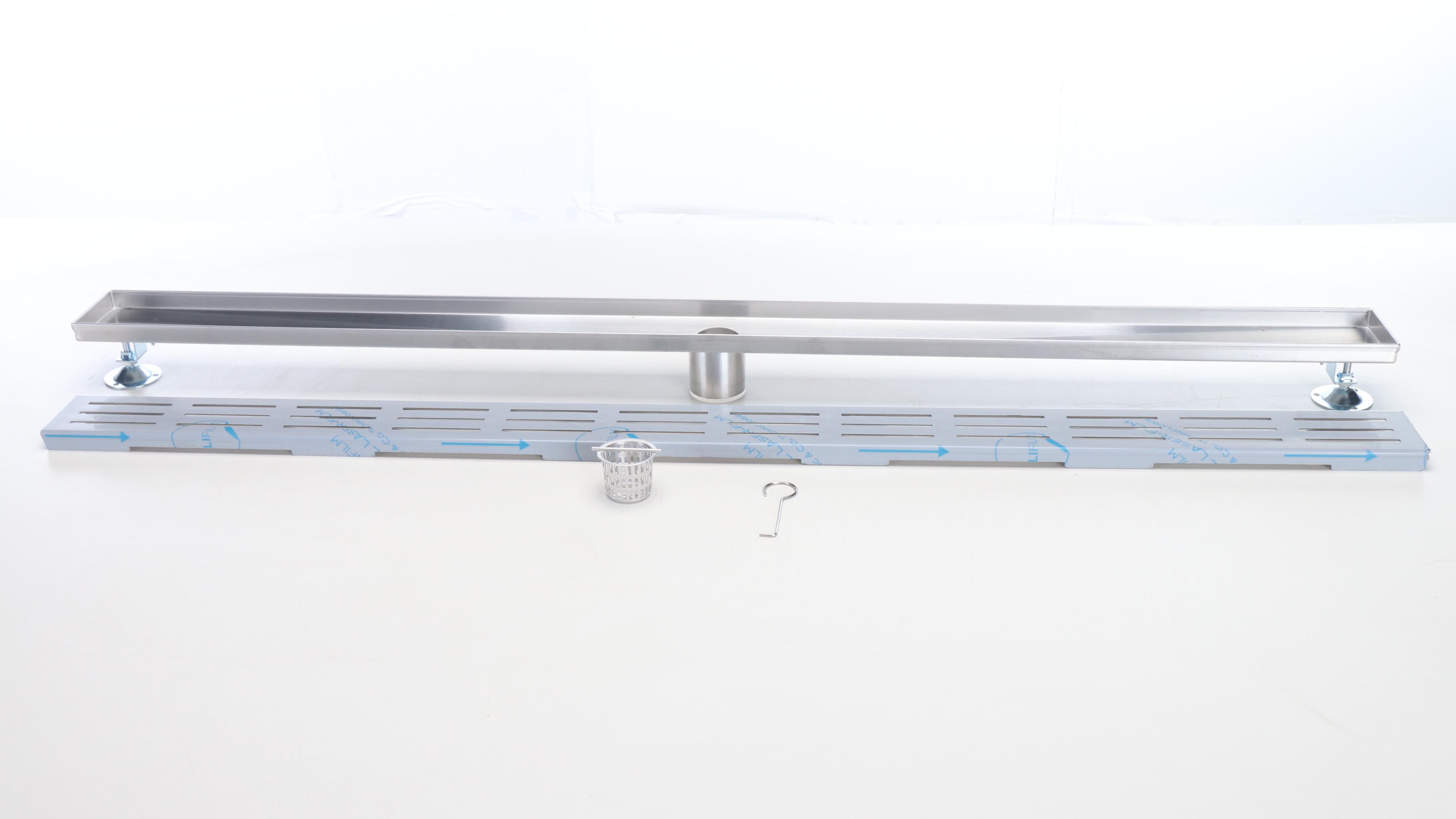 Polished Stainless Steel Outdoor Linear Shower Drains, 32" and 48"