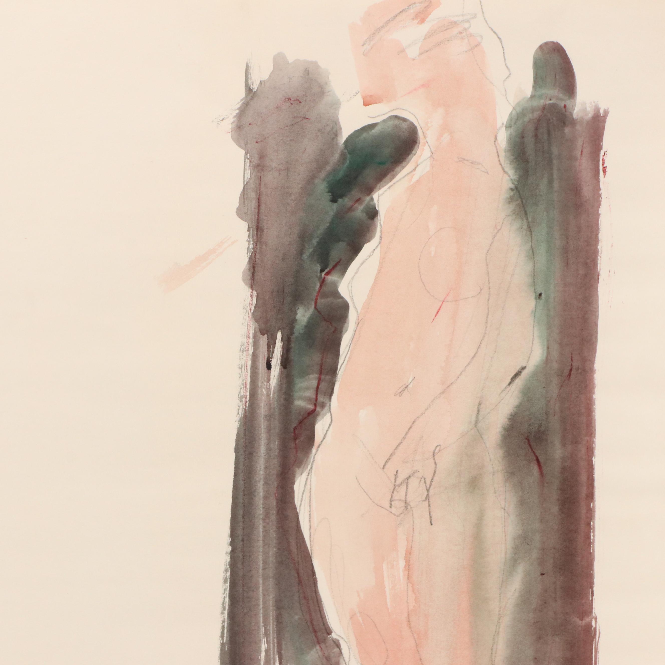 Jack Meanwell Expressionist Gestural Figure Study, 1995