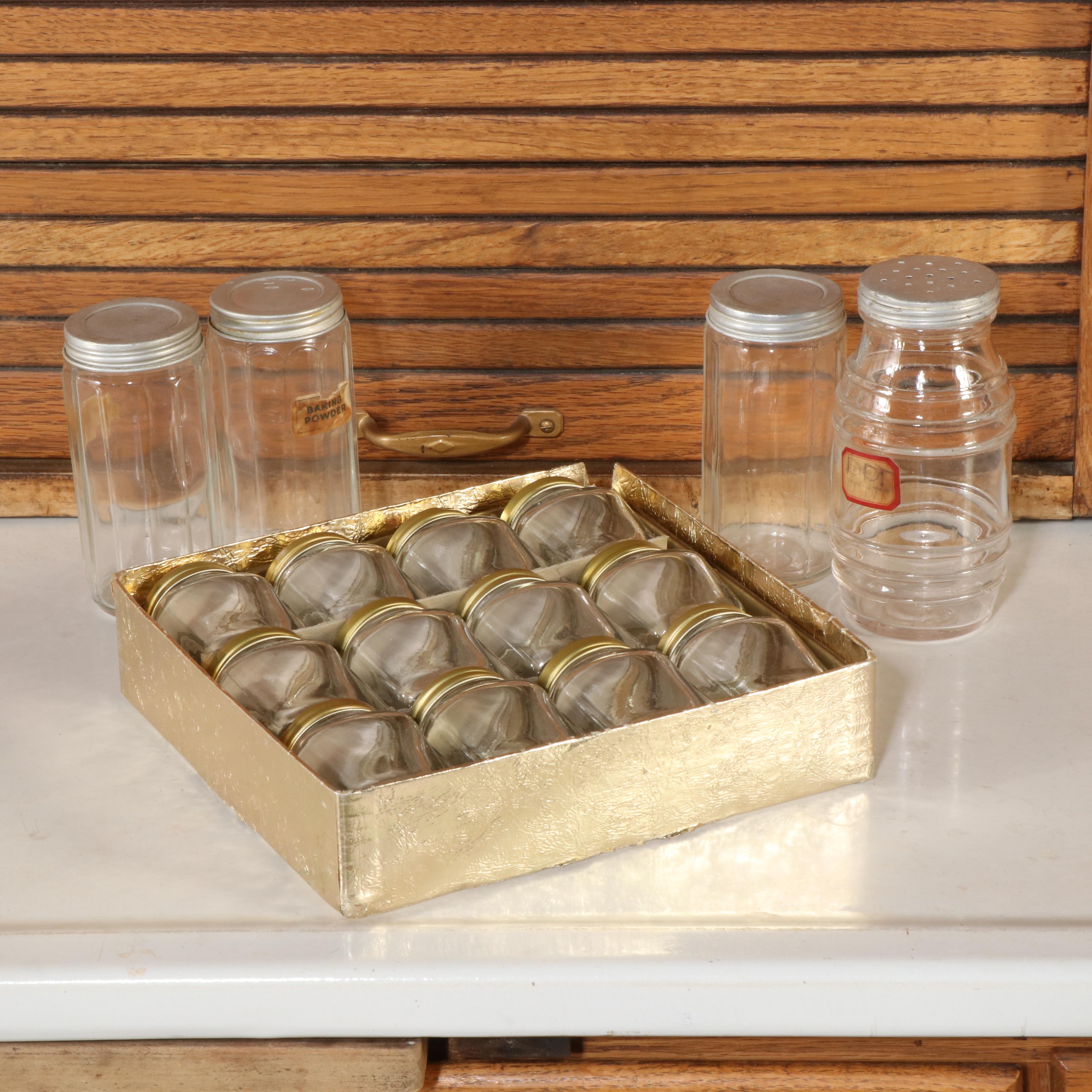 Ariel Cabinet Company Hoosier Cabinet with Canister Set and Other Accessories