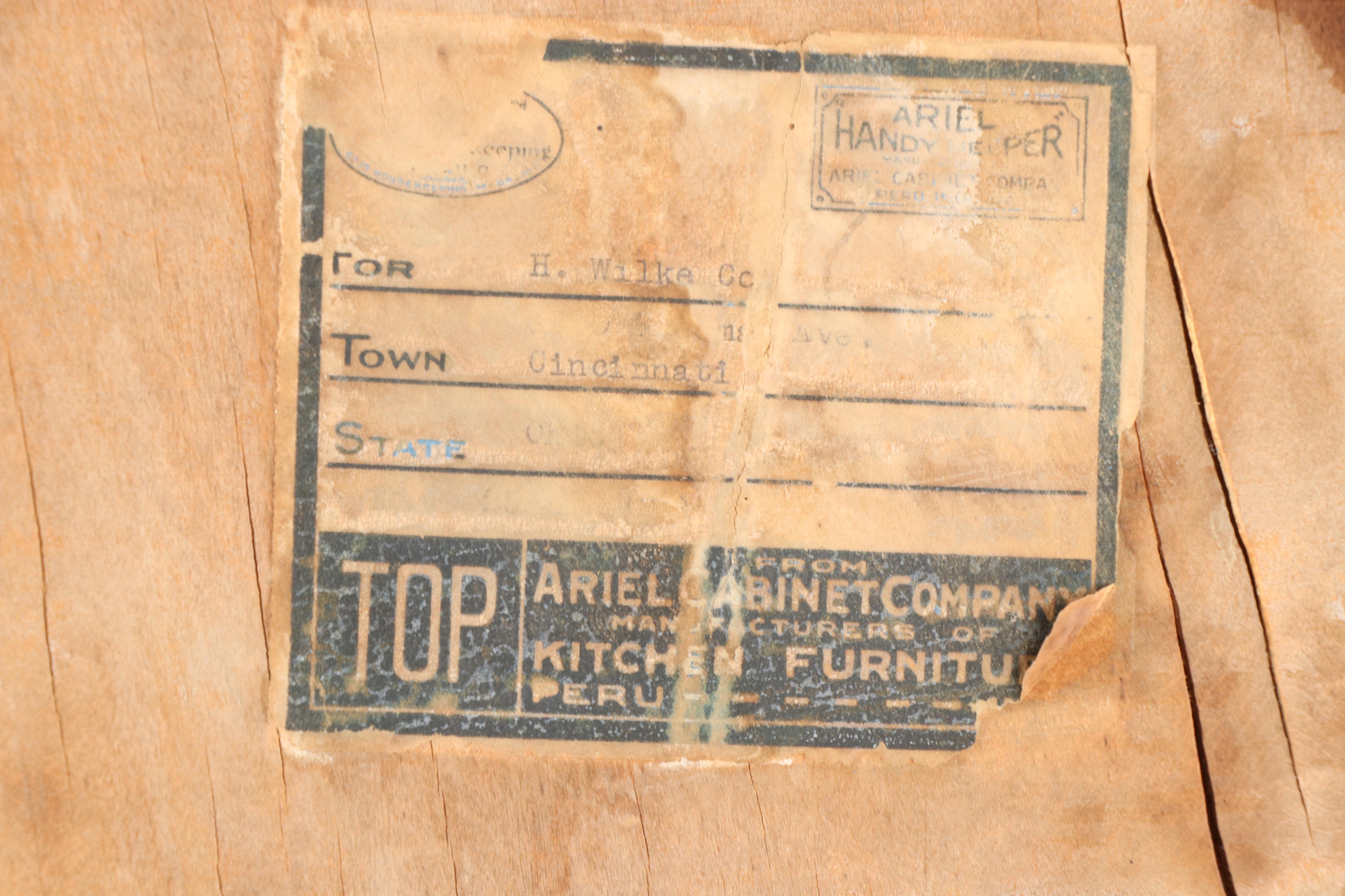 Ariel Cabinet Company Hoosier Cabinet with Canister Set and Other Accessories