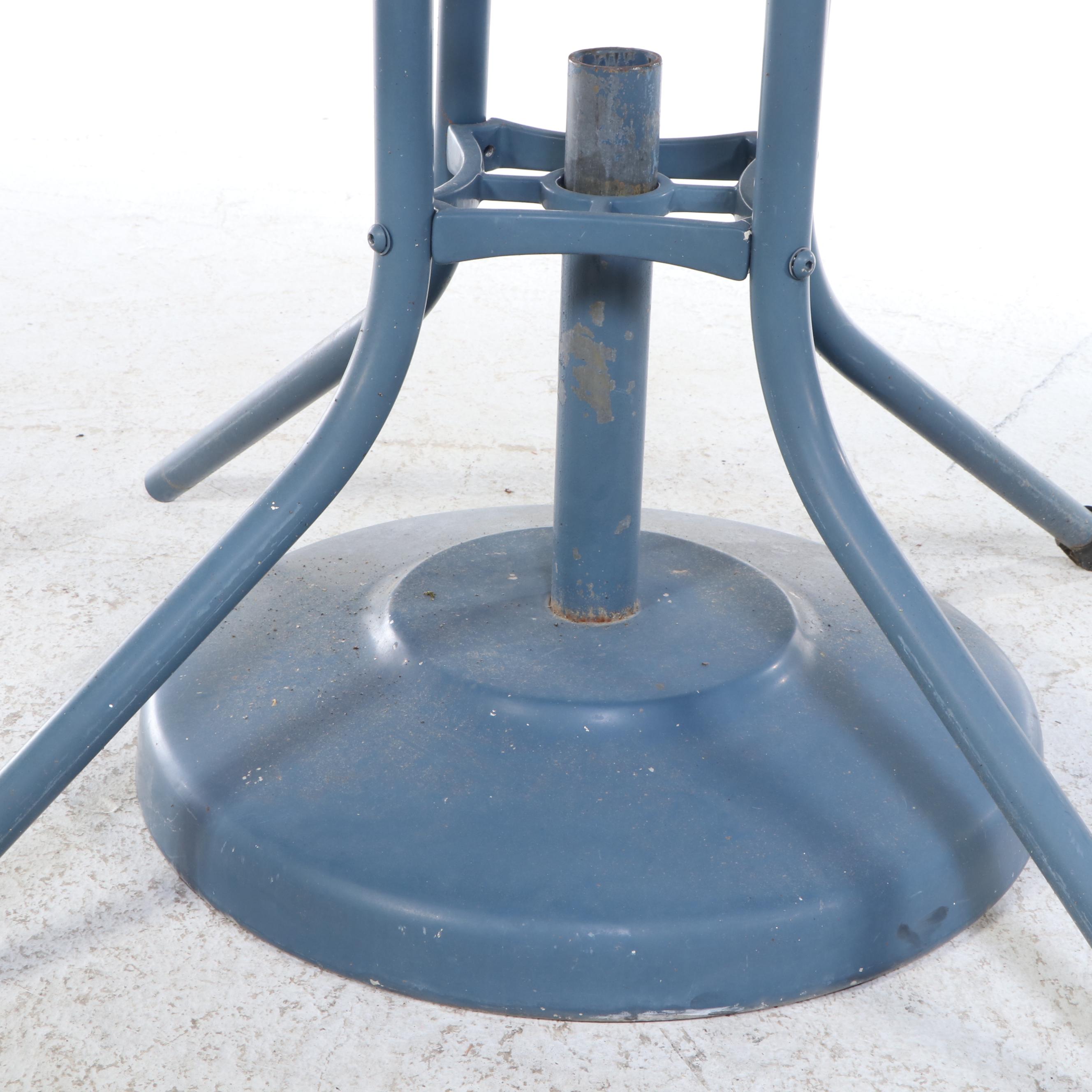 Brown Jordan Blue Aluminum Patio Dining Set with Backyard Creations Umbrella