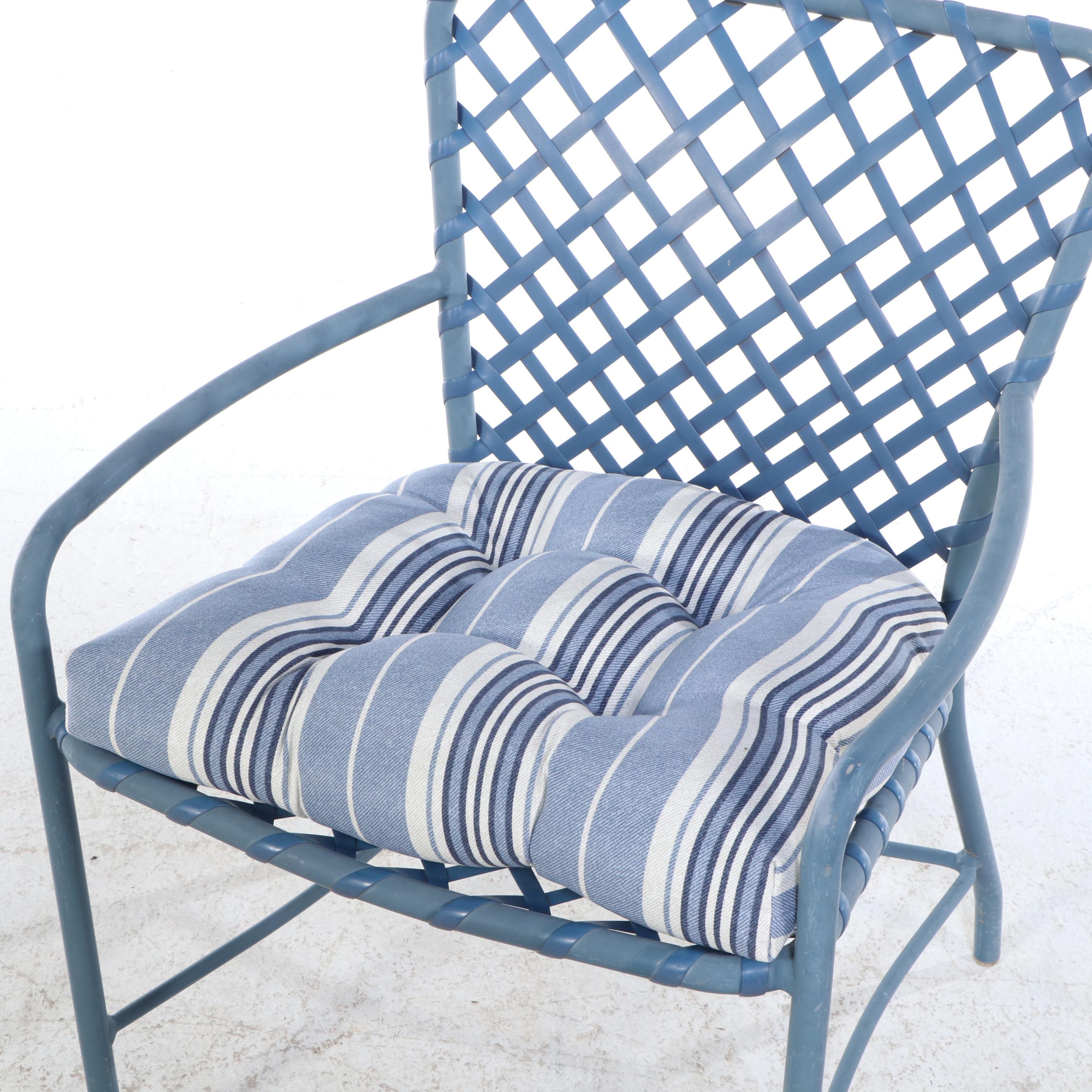 Brown Jordan Blue Aluminum Patio Dining Set with Backyard Creations Umbrella