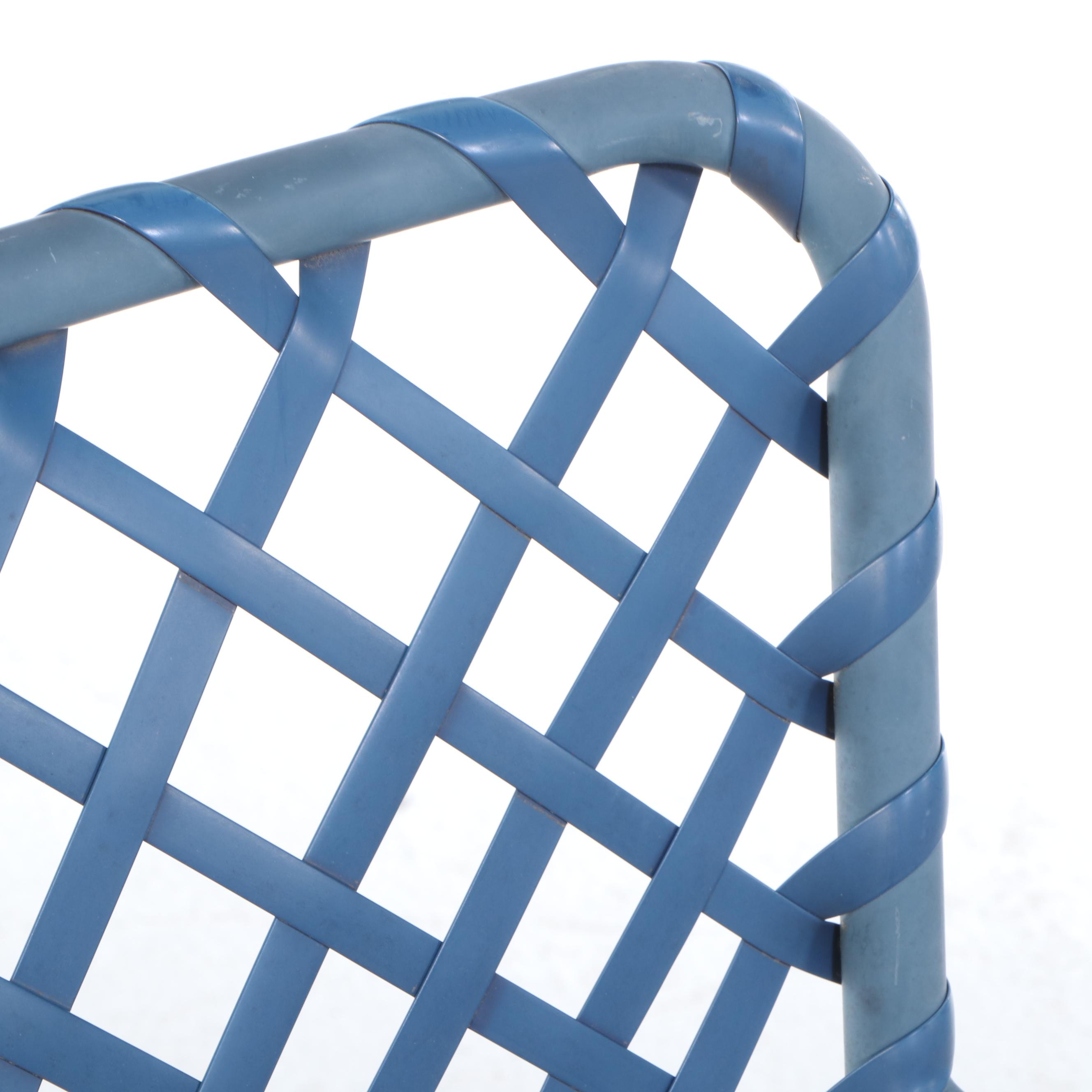 Brown Jordan Blue Aluminum Patio Dining Set with Backyard Creations Umbrella