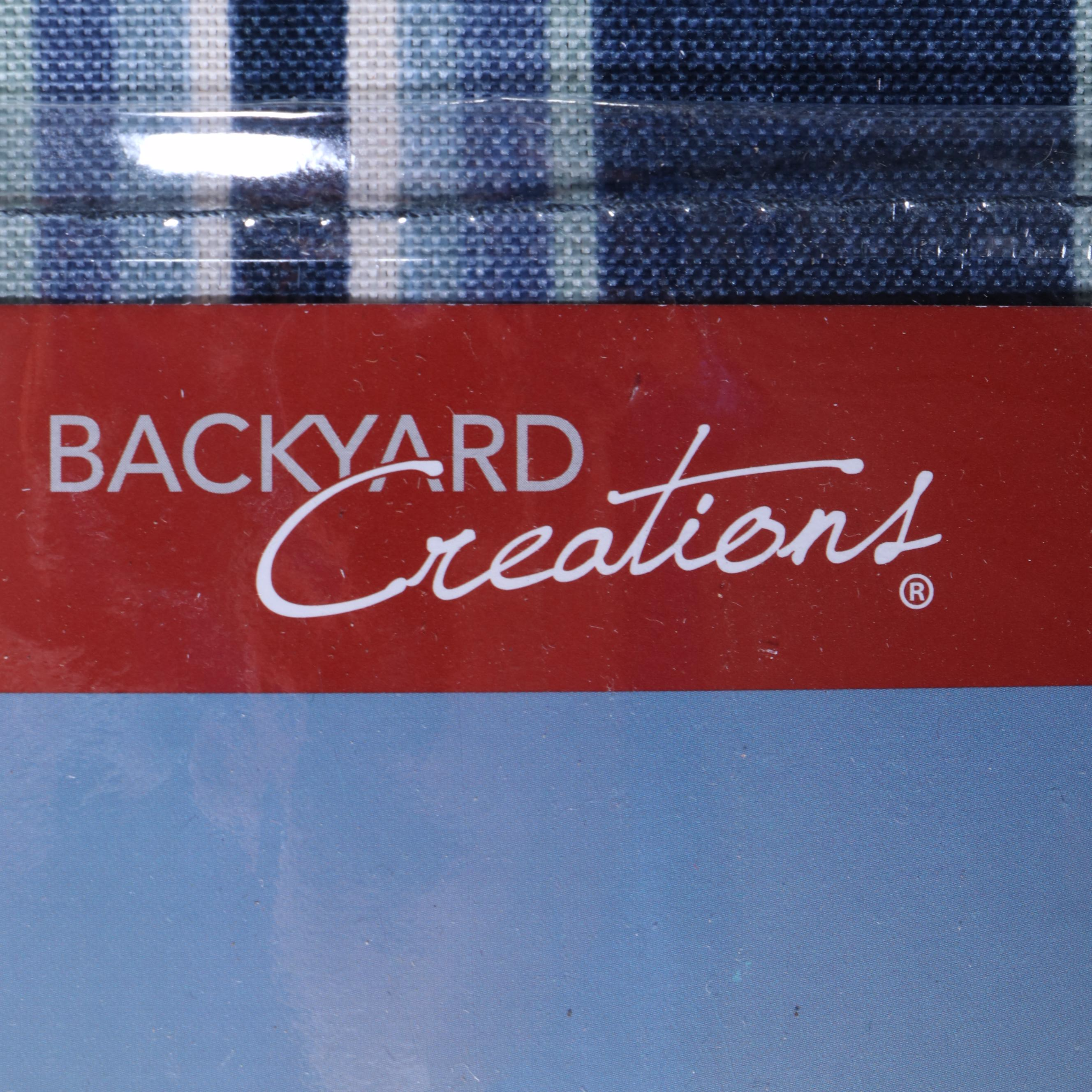 Brown Jordan Blue Aluminum Patio Dining Set with Backyard Creations Umbrella