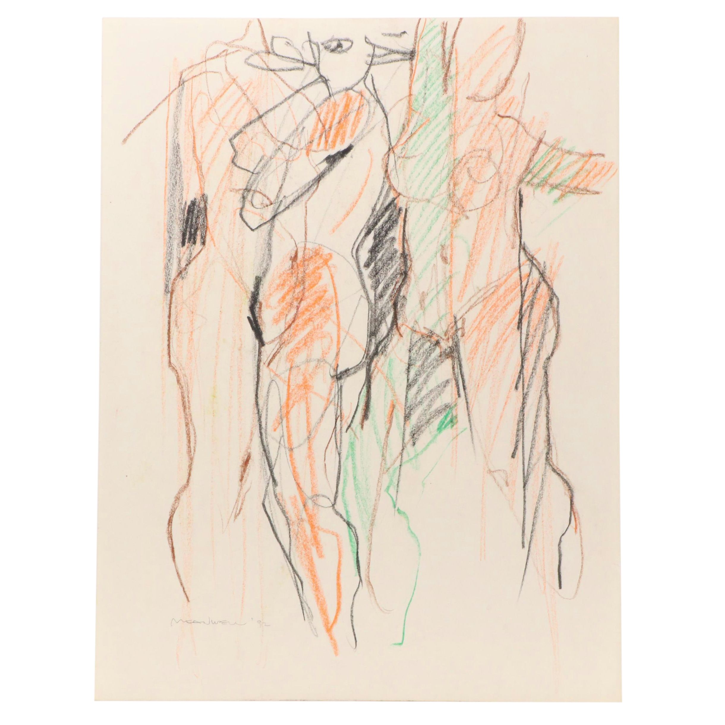 Jack Meanwell Multicolor Stylized Figure Drawing, 1992