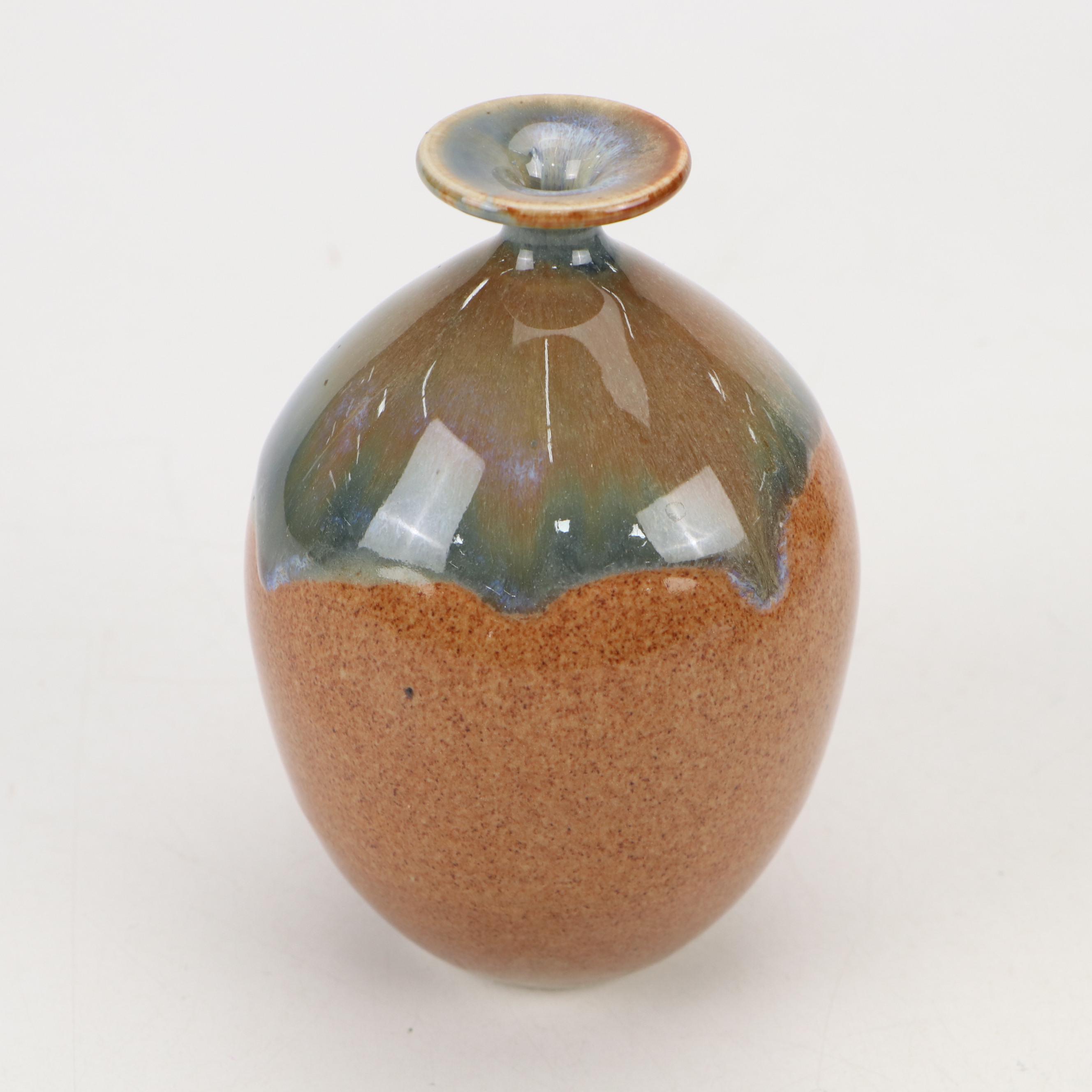 Shearwater Pottery Drip Glaze Bowl with David Leach Bud Vase and Dish