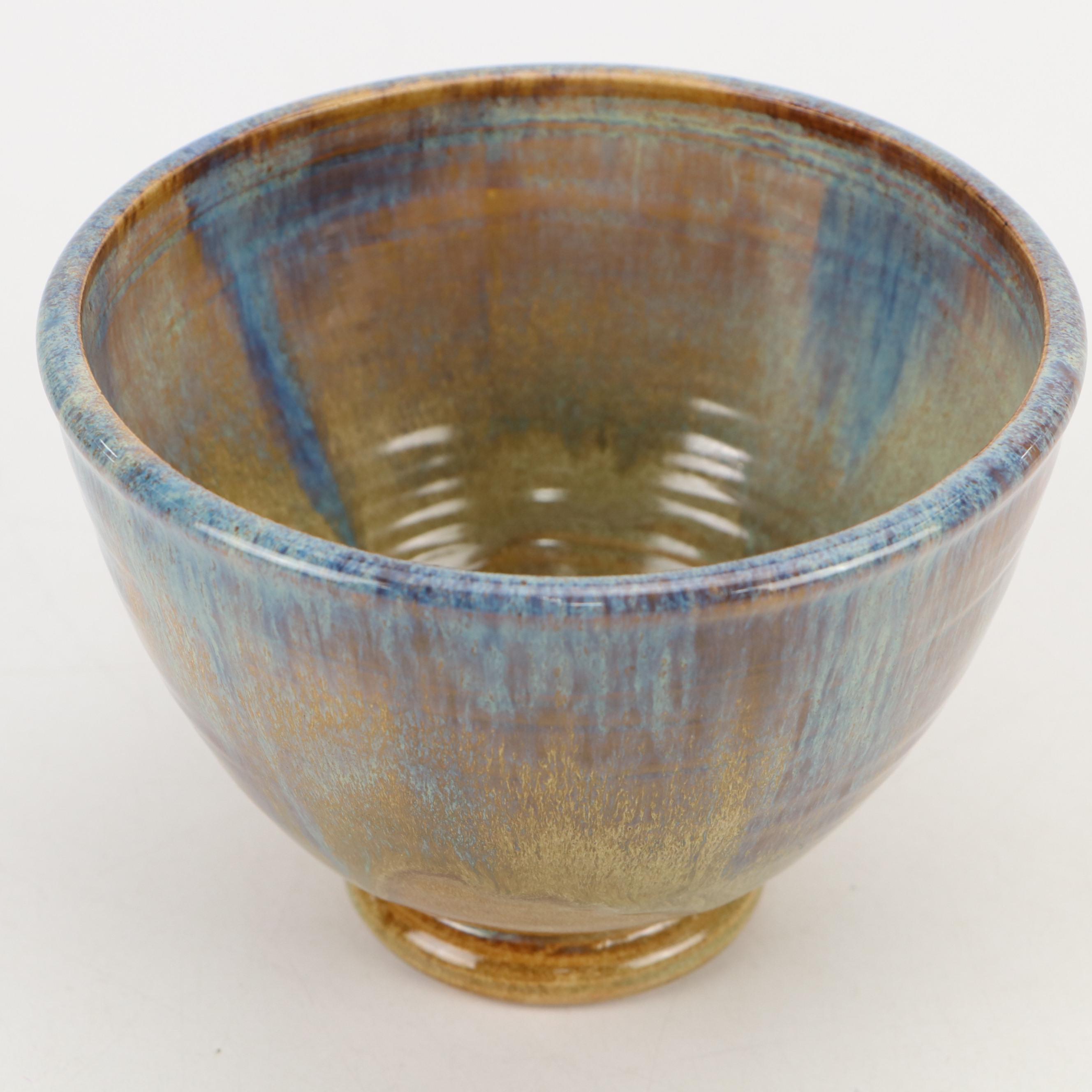 Shearwater Pottery Drip Glaze Bowl with David Leach Bud Vase and Dish