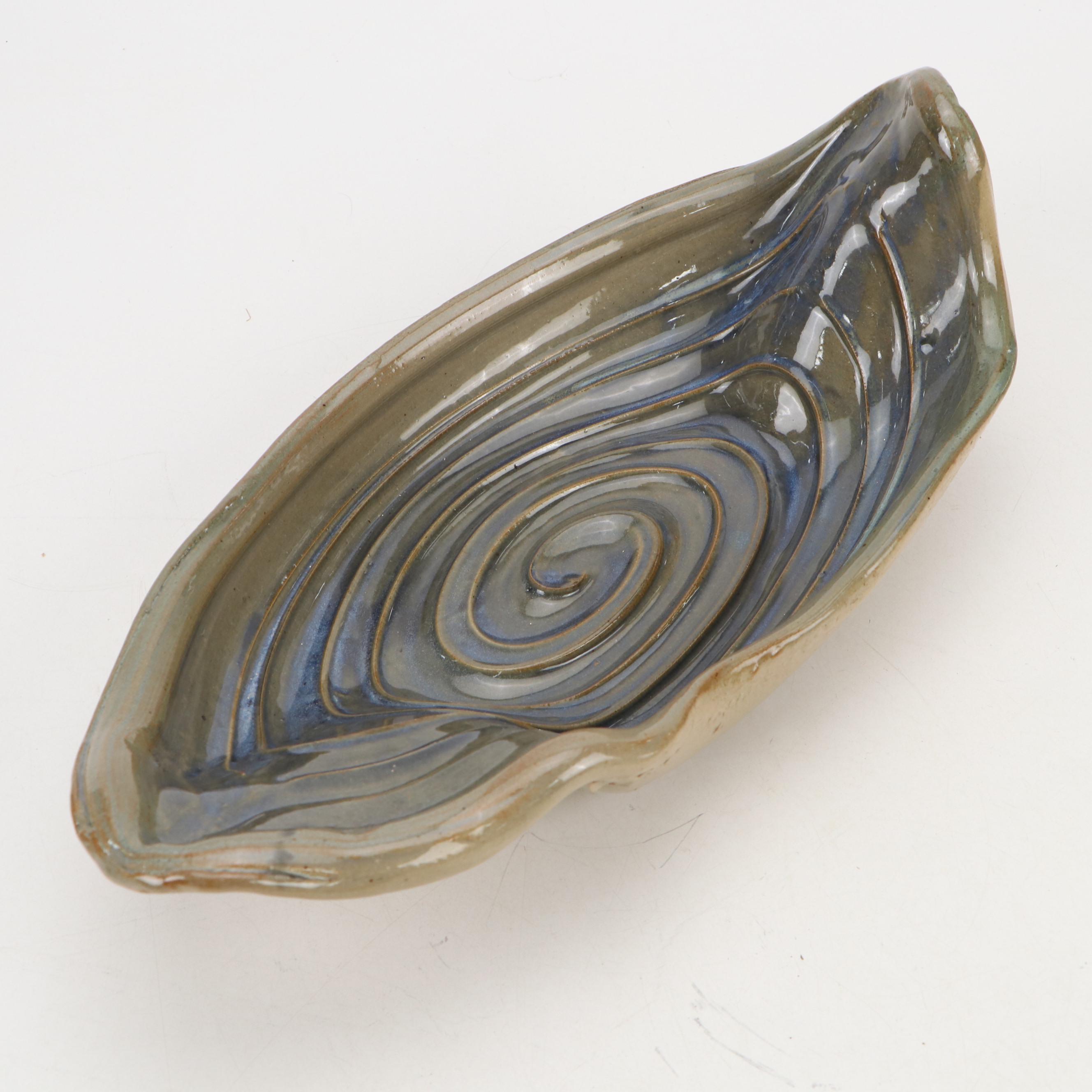 Shearwater Pottery Drip Glaze Bowl with David Leach Bud Vase and Dish