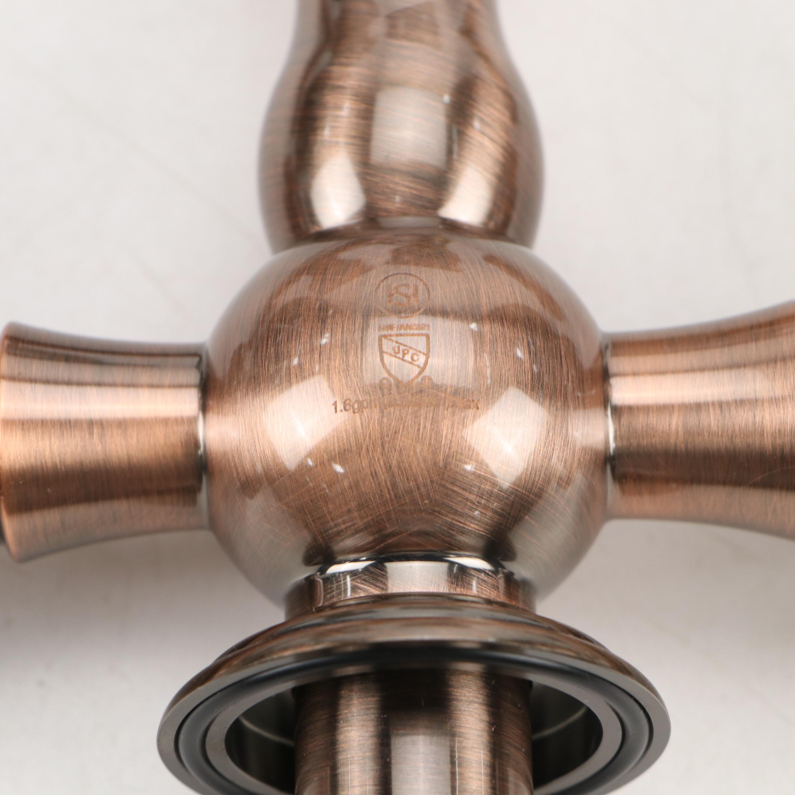 Rubbed Bronze Mount Bridge Faucet with Handspray and Kitchen Sink Strainer