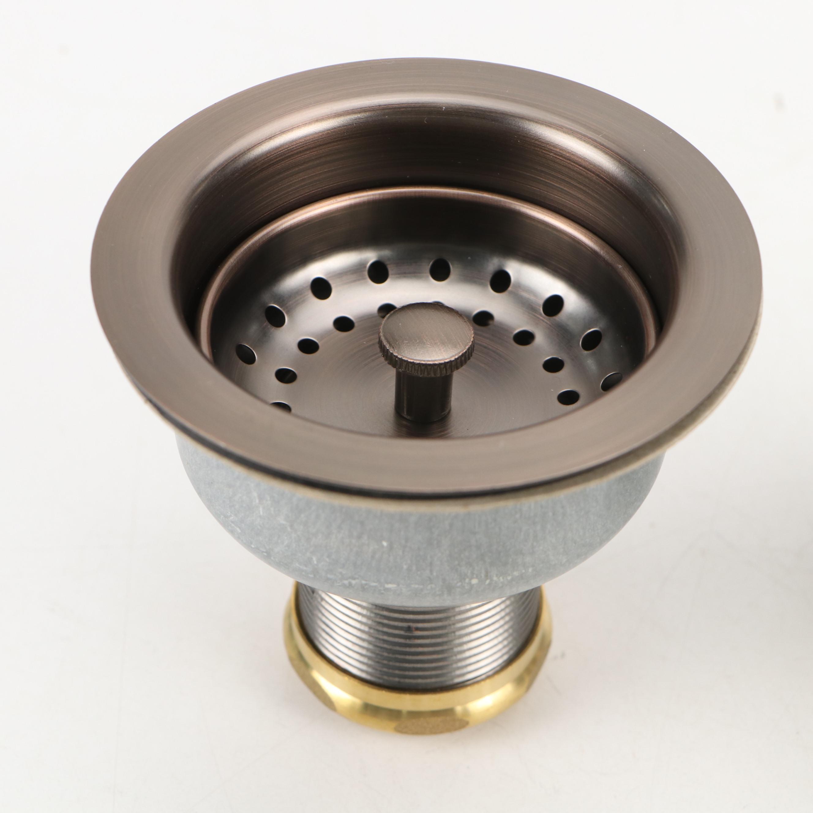 Rubbed Bronze Mount Bridge Faucet with Handspray and Kitchen Sink Strainer