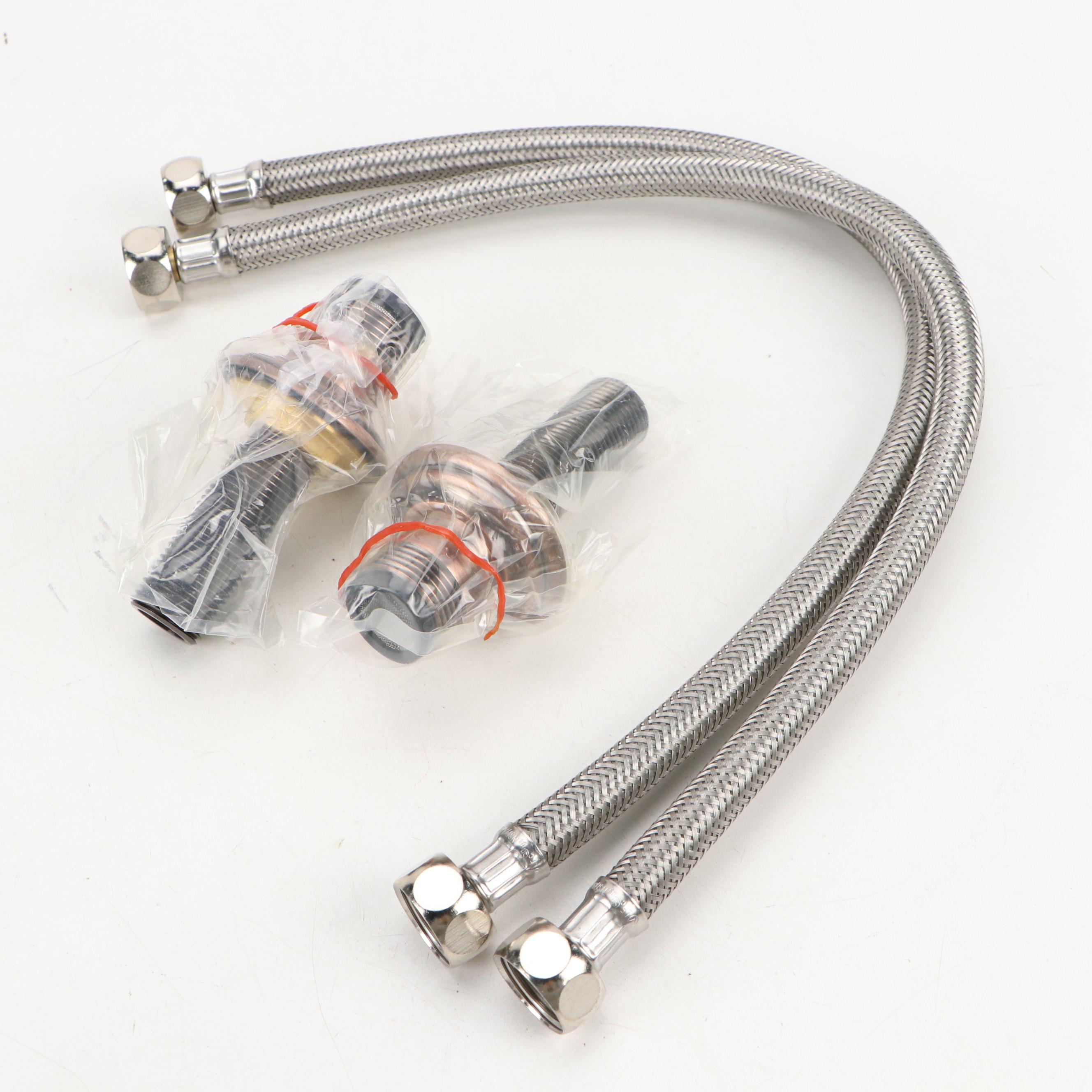 Rubbed Bronze Mount Bridge Faucet with Handspray and Kitchen Sink Strainer