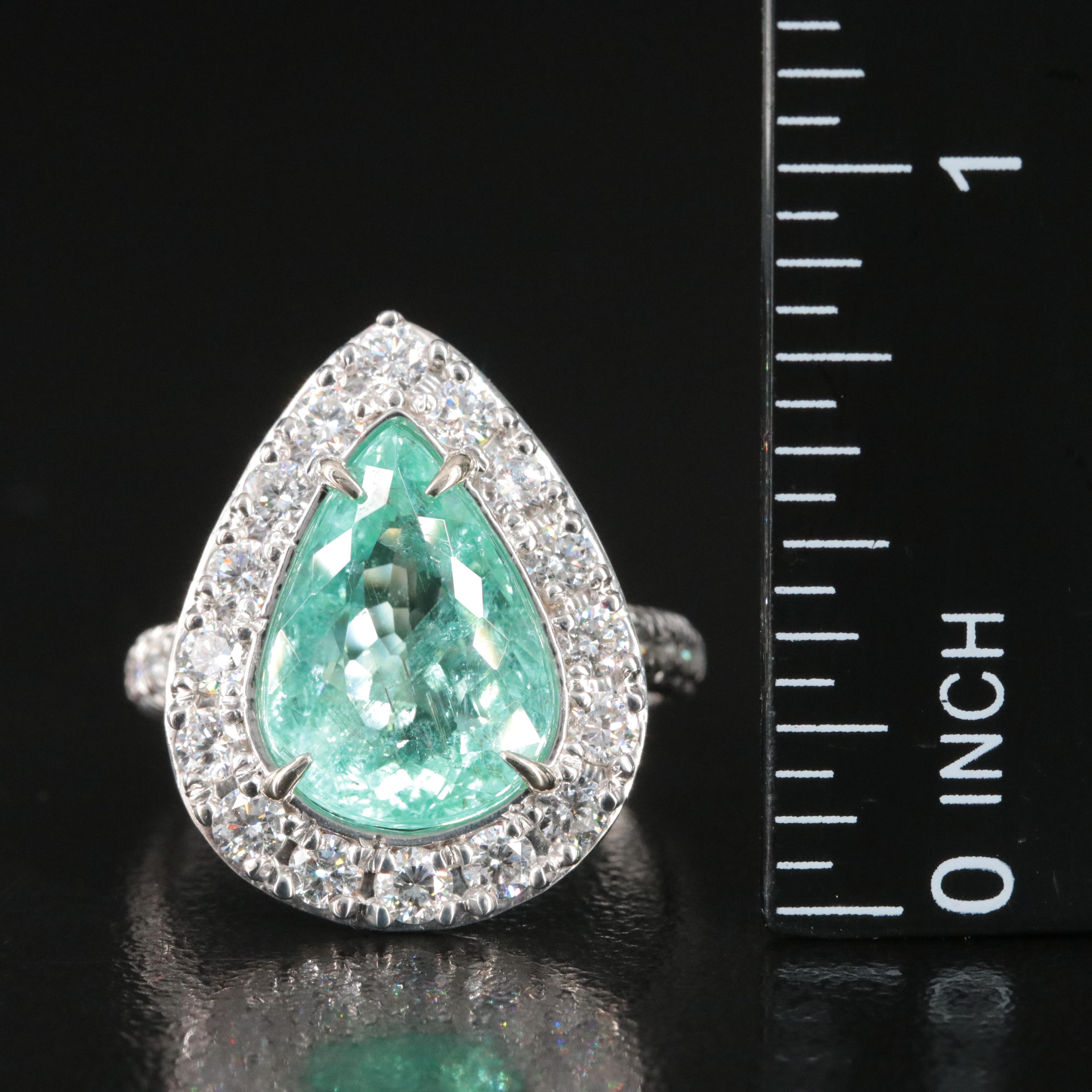 14K 5.68 CT Paraiba Tourmaline and 1.06 CTW Diamond Ring with GIA Report